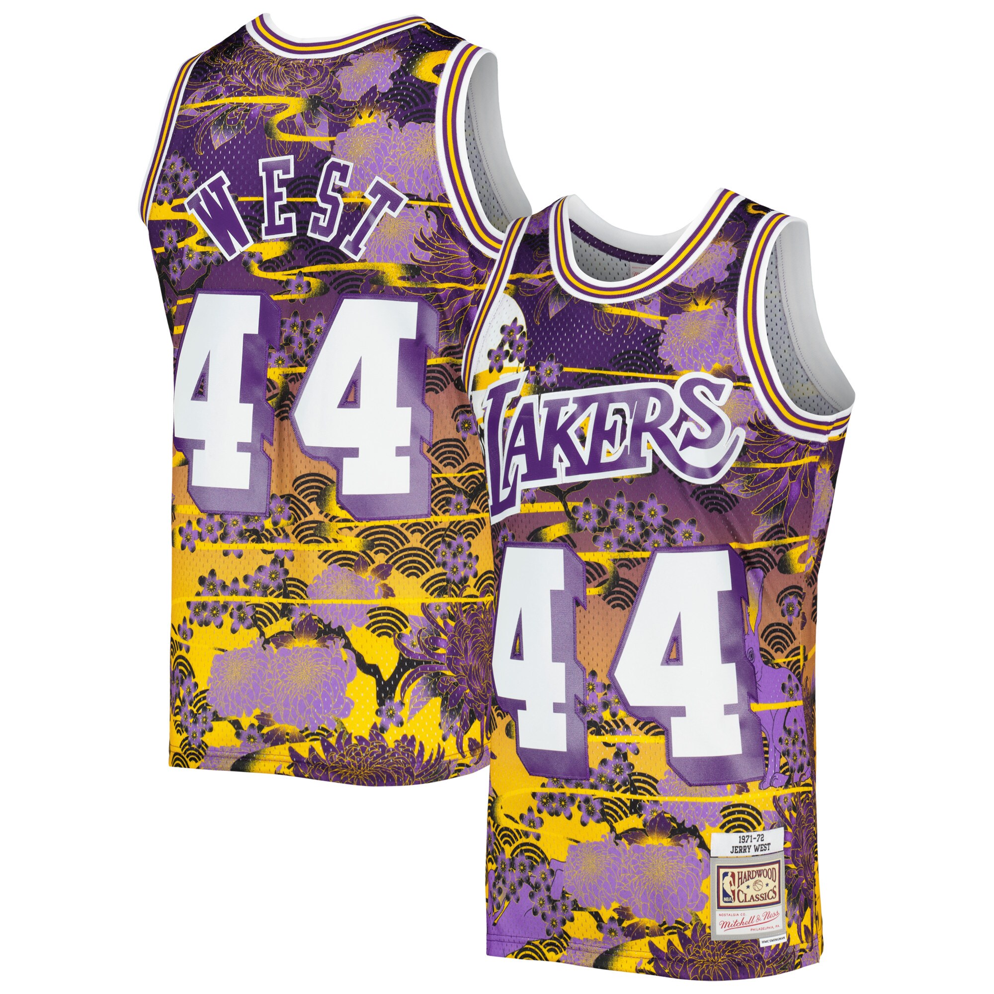 Jerry West Los Angeles Lakers Mitchell & Ness 1971\/72 Hardwood Classics Lunar New Year Swingman Jersey - Purple
