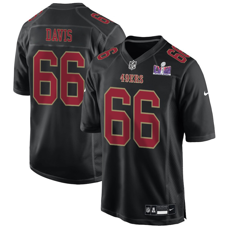 Jesse Davis 66 San Francisco 49ers Super Bowl LVIII Patch Fashion Game Men Jersey - Carbon Black