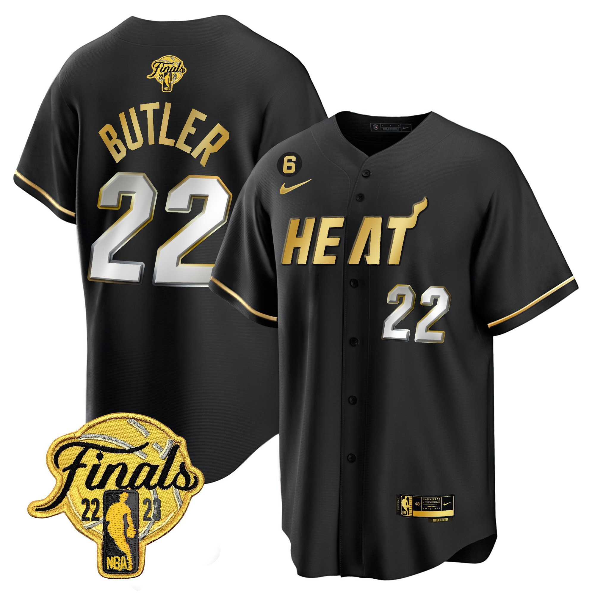 Jimmy Butler 22 Miami Heat 2023 Finals Baseball Men Jersey - Black Limited