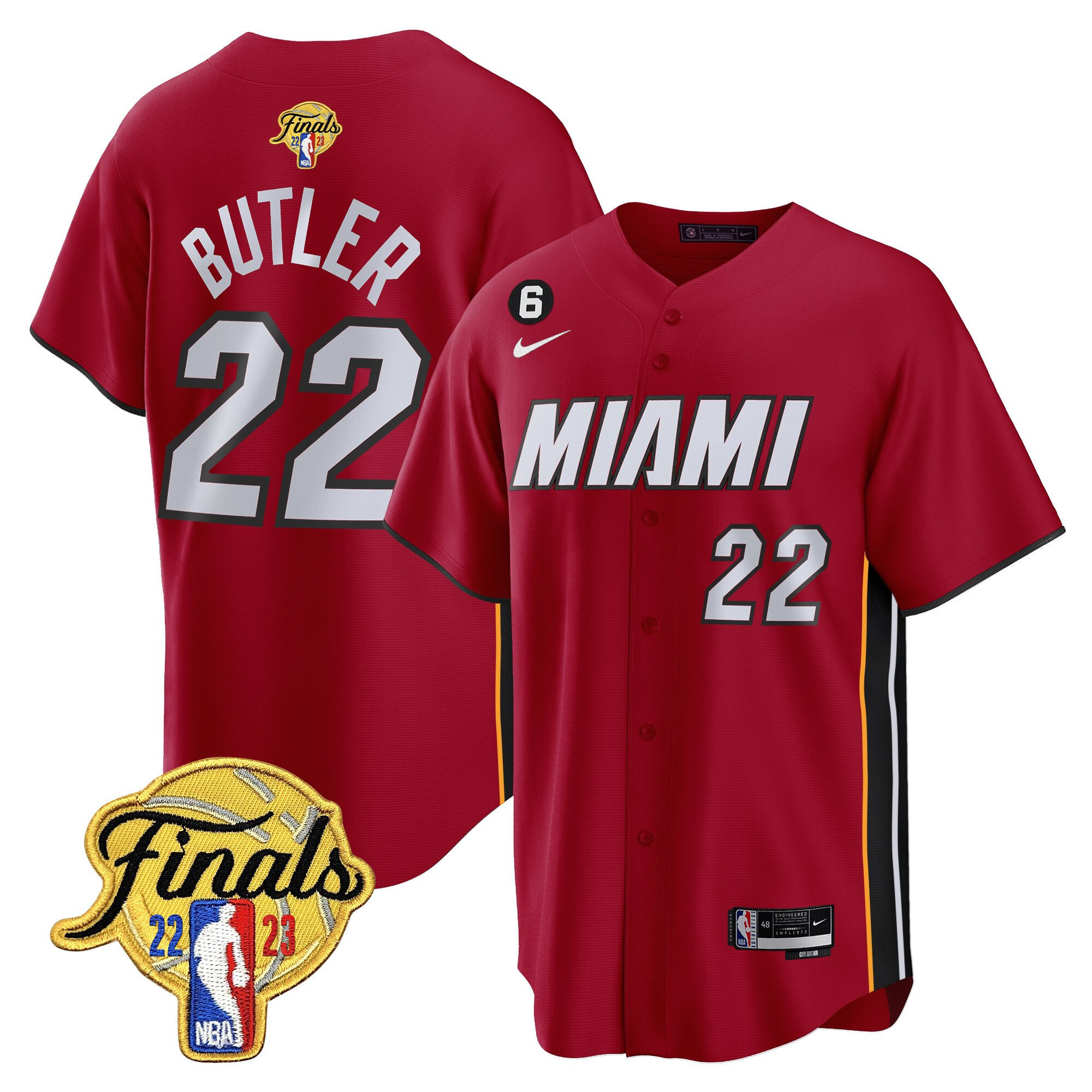 Jimmy Butler 22 Miami Heat 2023 Finals Baseball Men Jersey - Statement