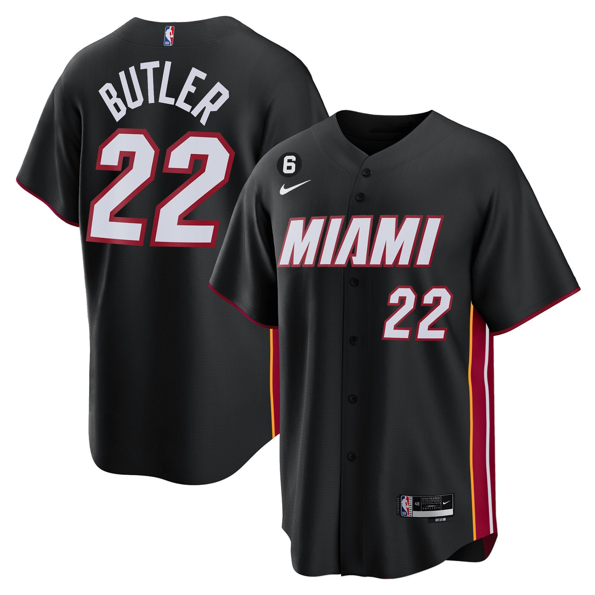 Jimmy Butler 22 Miami Heat Baseball Men Jersey - Black