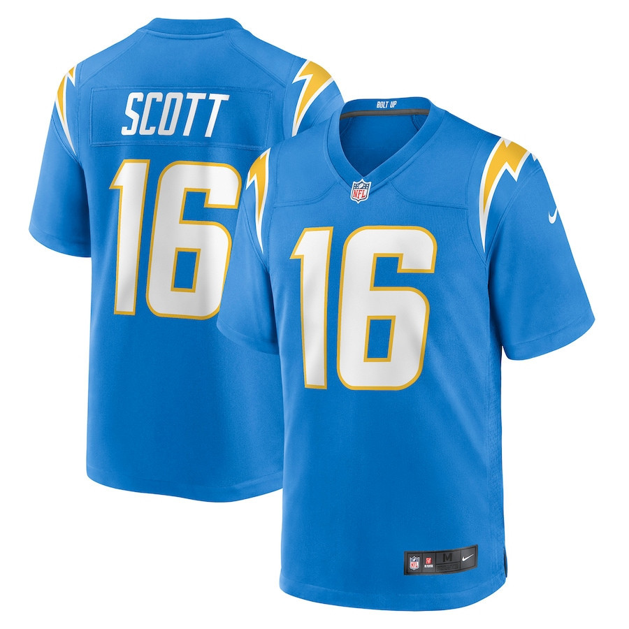 JK Scott 16 Los Angeles Chargers Men Game Jersey - Powder Blue