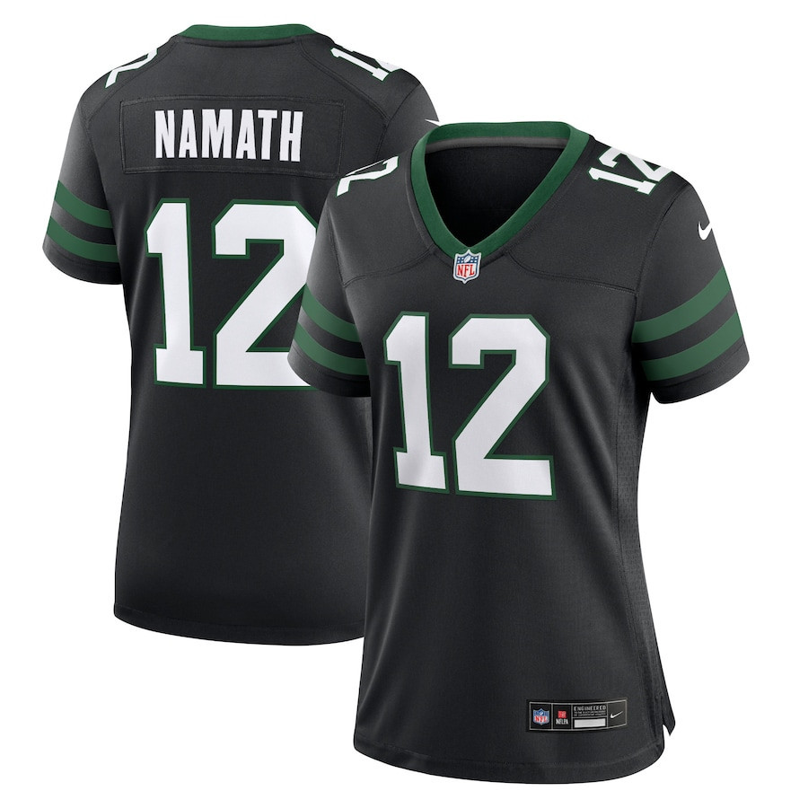 Joe Namath 12 New York Jets Alternate Game Jersey - Women, Black