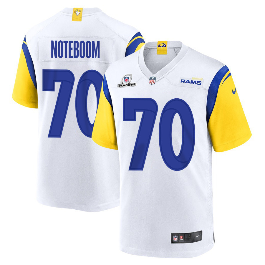 Joe Noteboom 70 Los Angeles Rams 2023 Playoffs Patch Game Men Jersey - White