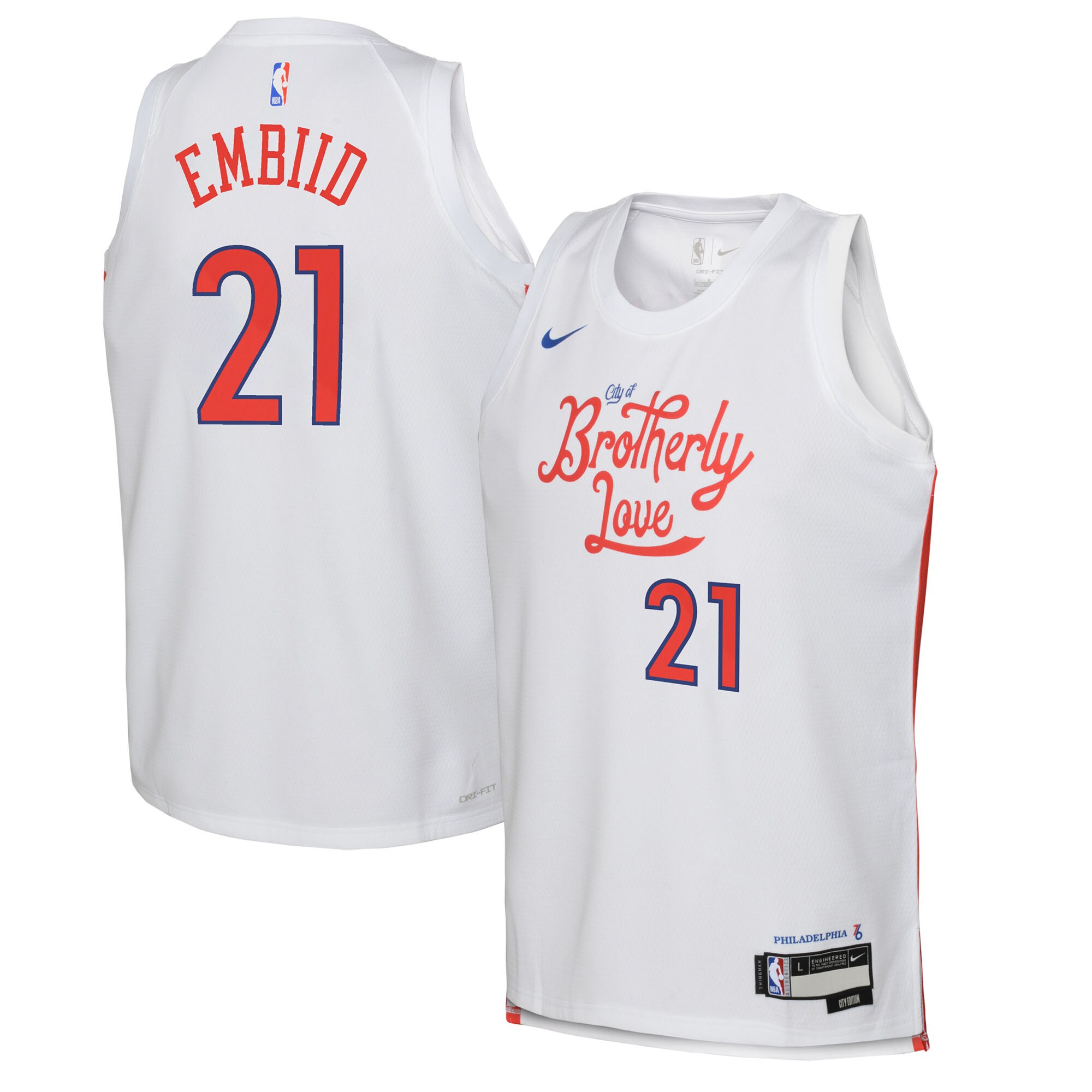 Joel Embiid Philadelphia 76ers Youth 2022\/23 Swingman Jersey - City Edition - White