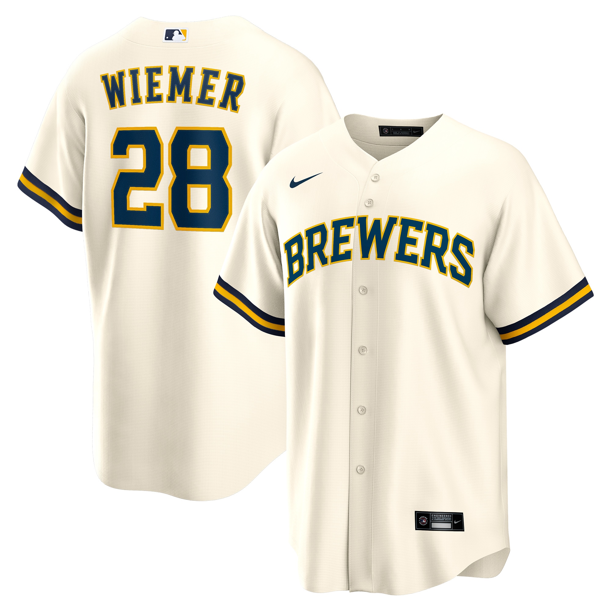 Joey Wiemer Milwaukee Brewers Home Replica Player Jersey - Cream