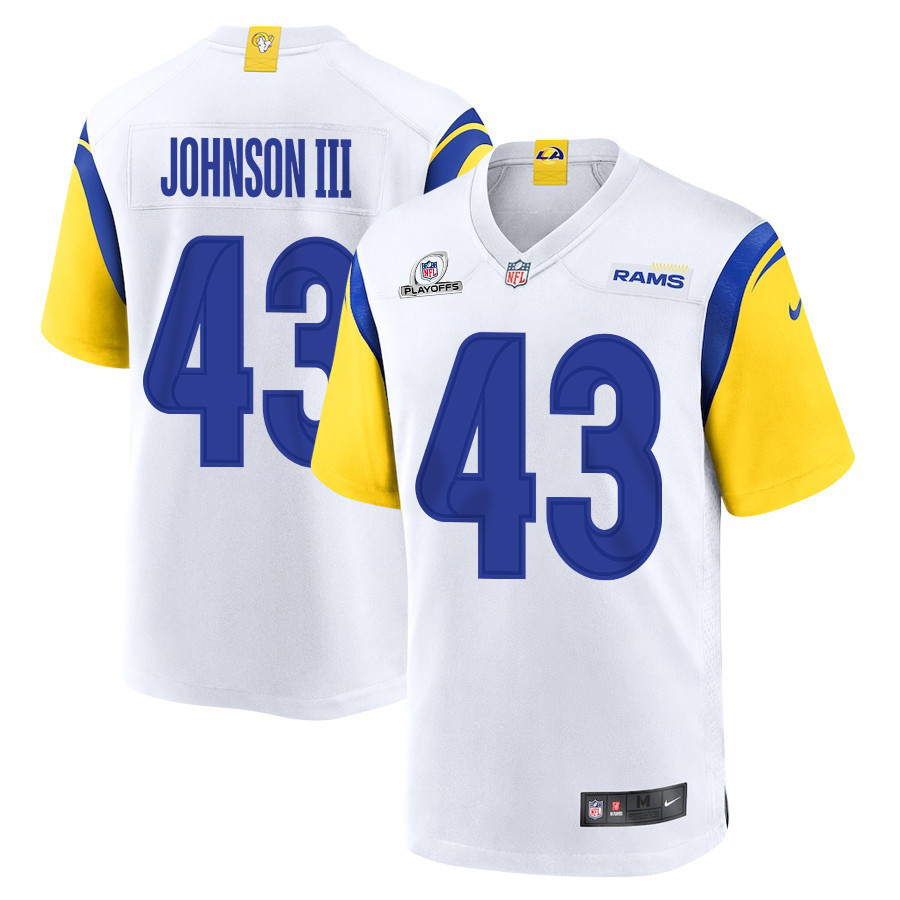 John Johnson III 43 Los Angeles Rams 2023 Playoffs Patch Game Men Jersey - White
