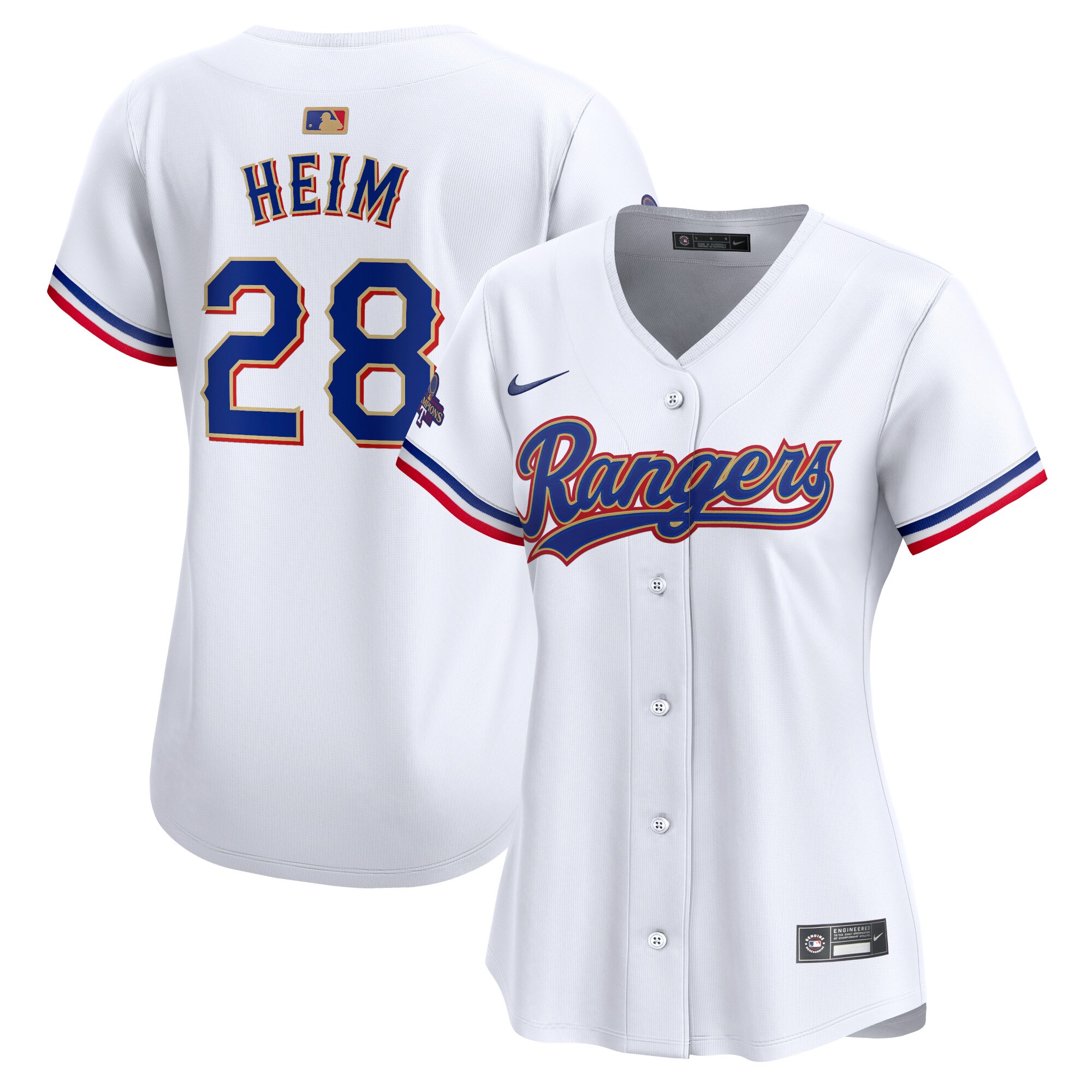 Jonah Heim Texas Rangers Women's 2024 Gold Collection Limited Player Jersey\u00c2\u00a0\u00e2\u20ac\u201c White