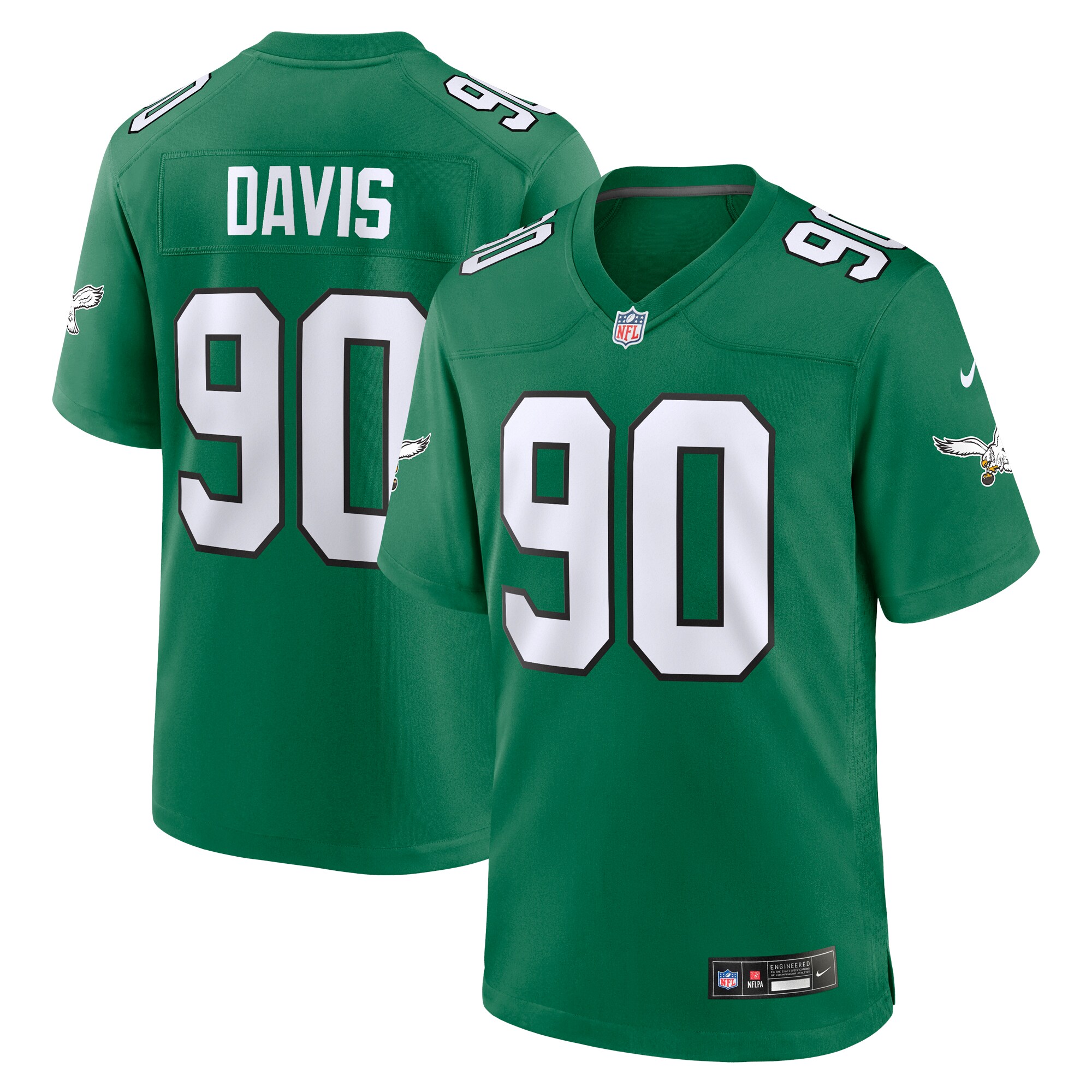 Jordan Davis Philadelphia Eagles Alternate Game Jersey - Kelly Green