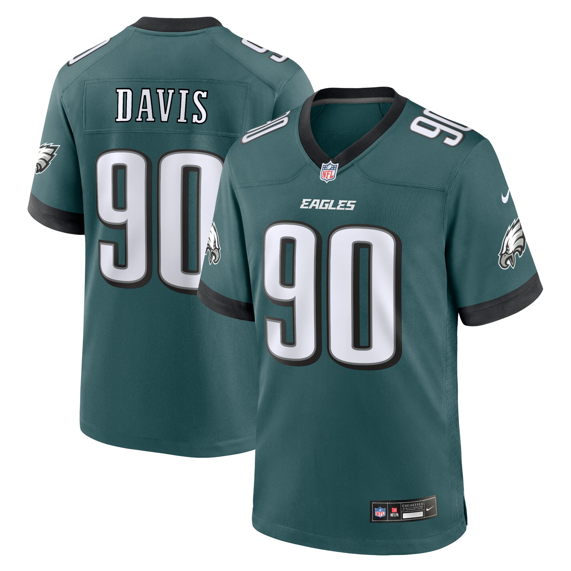 Jordan Davis Philadelphia Eagles Team Game Jersey - Midnight Green