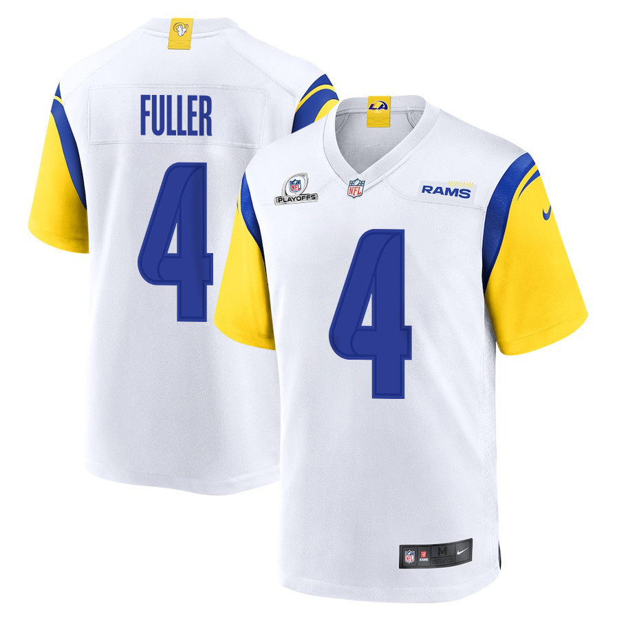 Jordan Fuller 4 Los Angeles Rams 2023 Playoffs Patch Game Men Jersey - White