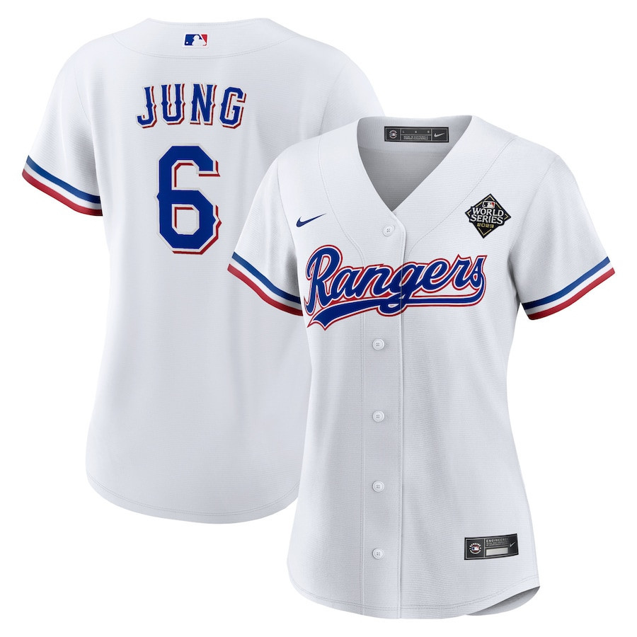 Josh Jung 6 Texas Rangers 2023 World Series Women Jersey - White