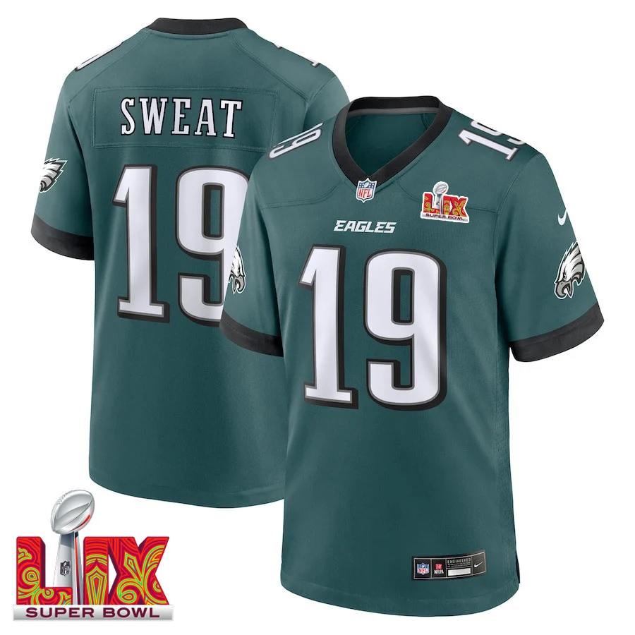 Josh Sweat #19 Philadelphia Eagles Super Bowl LIX Jersey - Men's - Midnight Green