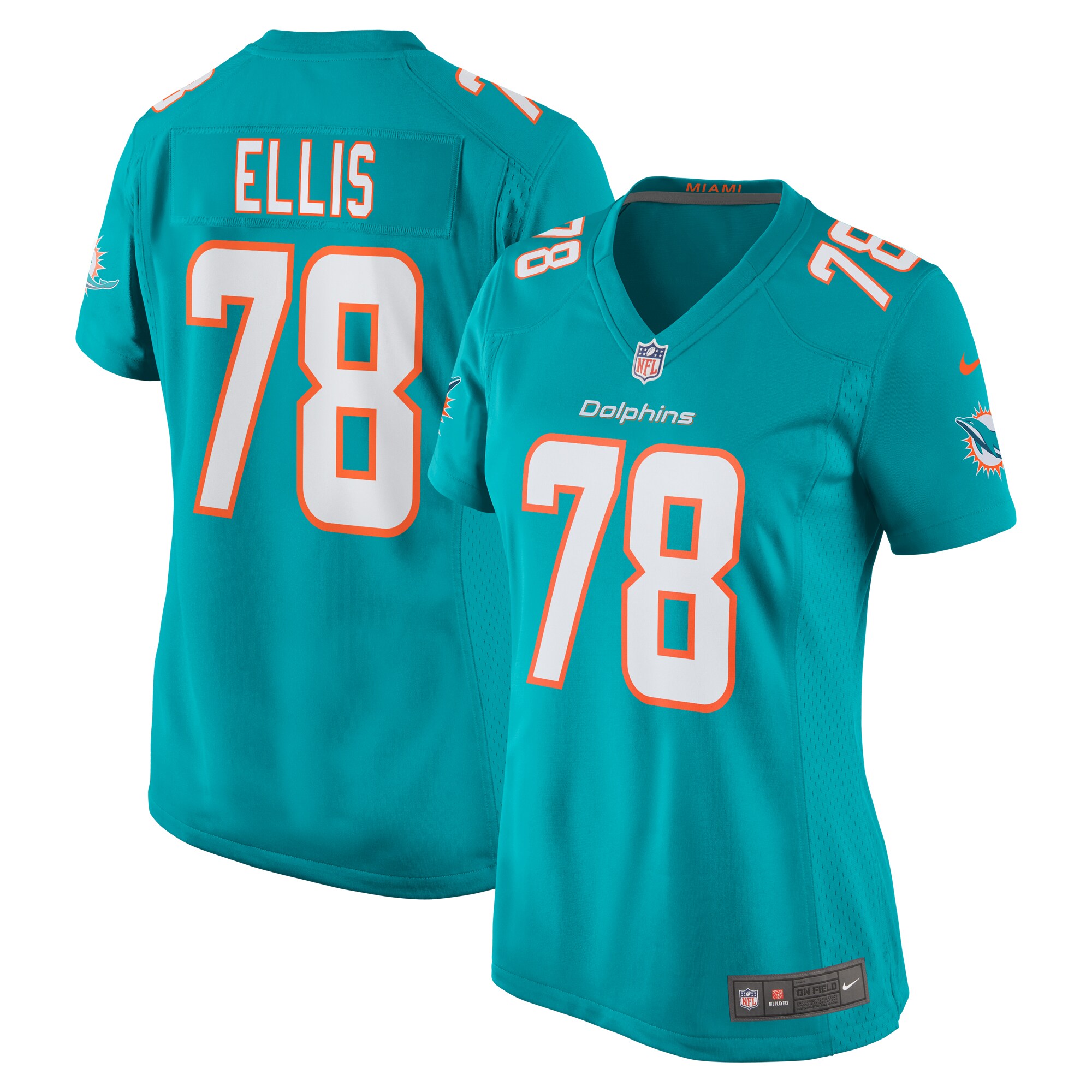 Justin Ellis Miami Dolphins Women's Game Jersey - Aqua