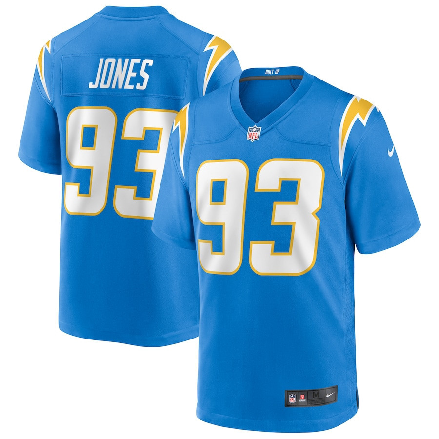 Justin Jones 93 Los Angeles Chargers Men Game Jersey - Powder Blue
