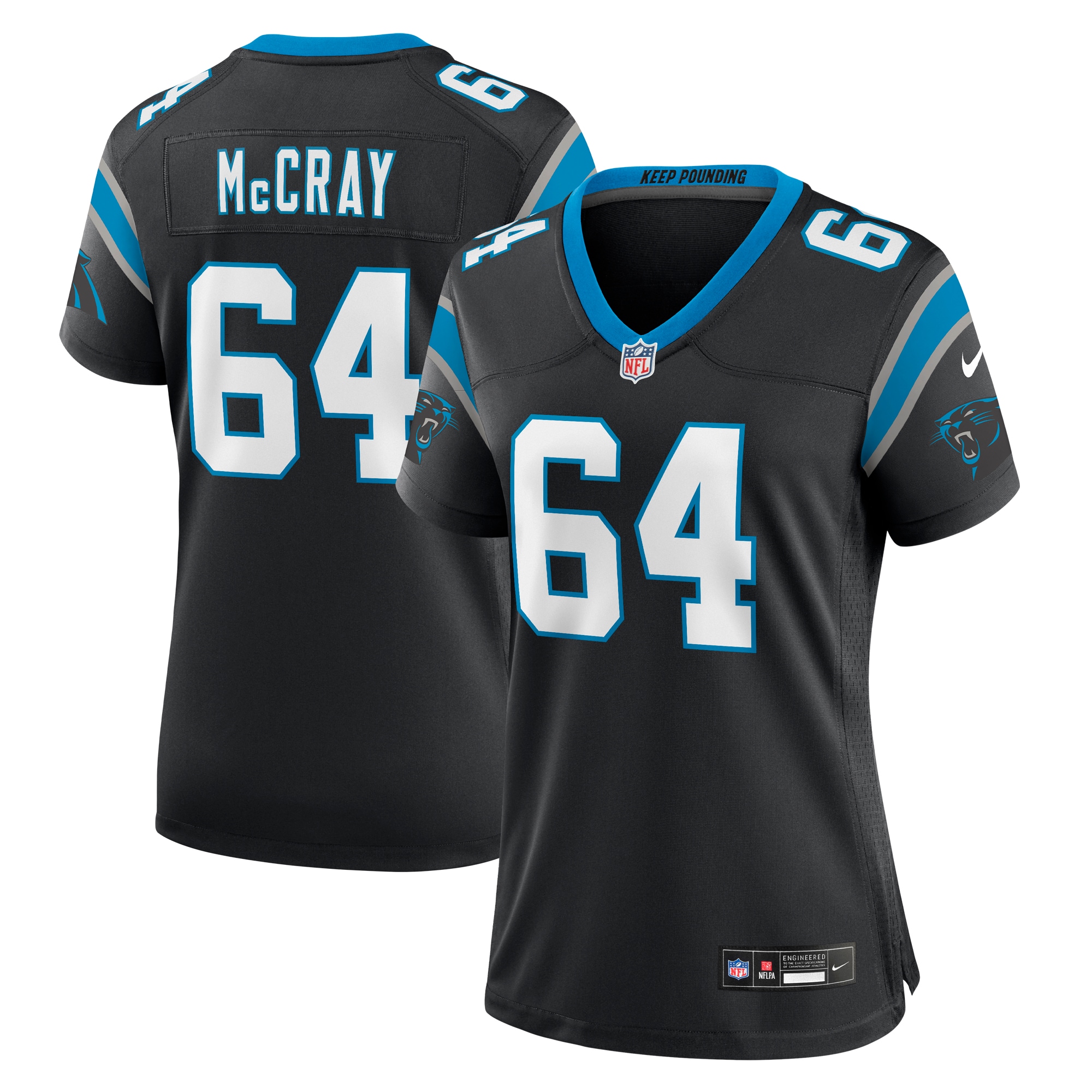 Justin McCray Carolina Panthers Women's Team Game Jersey - Black