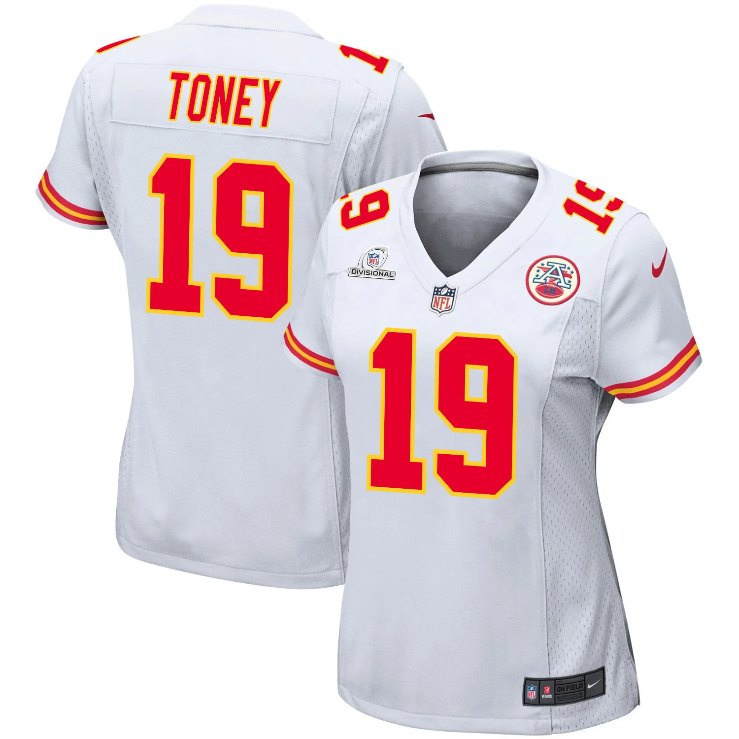 Kadarius Toney 19 Kansas City Chiefs Super Bowl LVIII Patch Game Women Jersey - White
