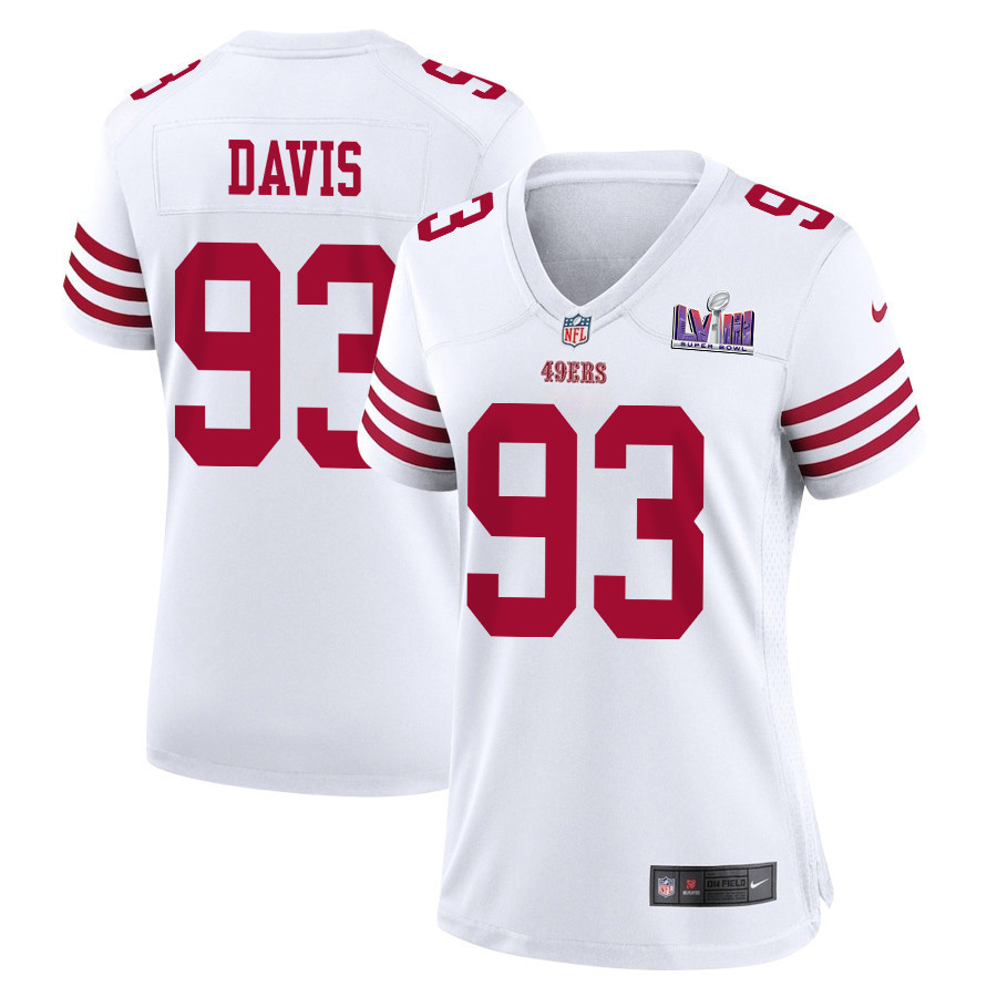 Kalia Davis 93 San Francisco 49ers Super Bowl LVIII Patch Game Women Jersey - White