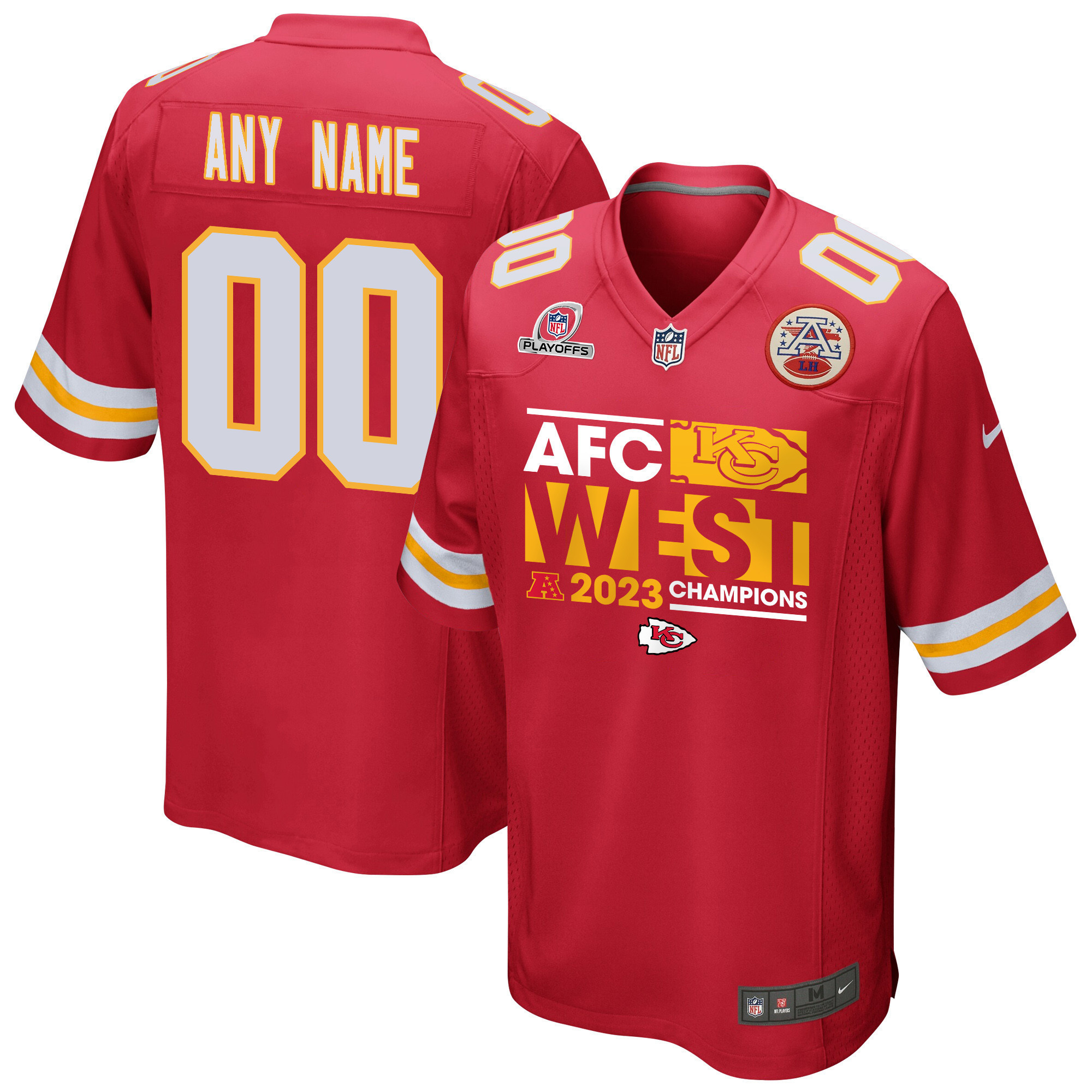 Kansas City Chiefs 2023 AFC West Division Champions Conquer Game Men Custom Jersey - Red