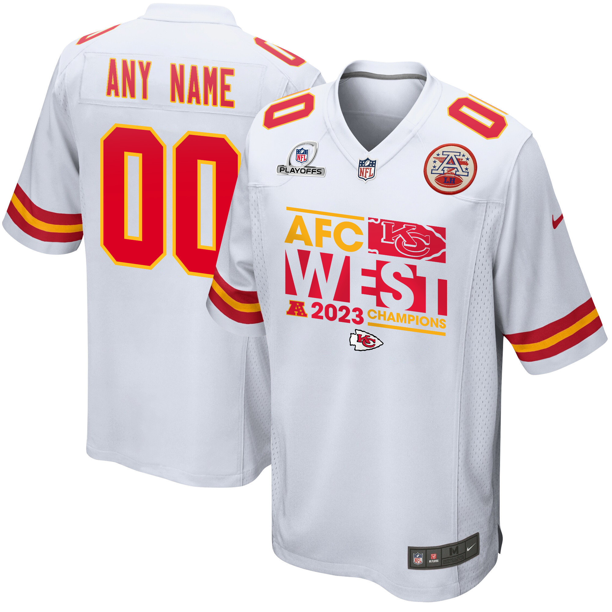 Kansas City Chiefs 2023 AFC West Division Champions Conquer Game Men Custom Jersey - White