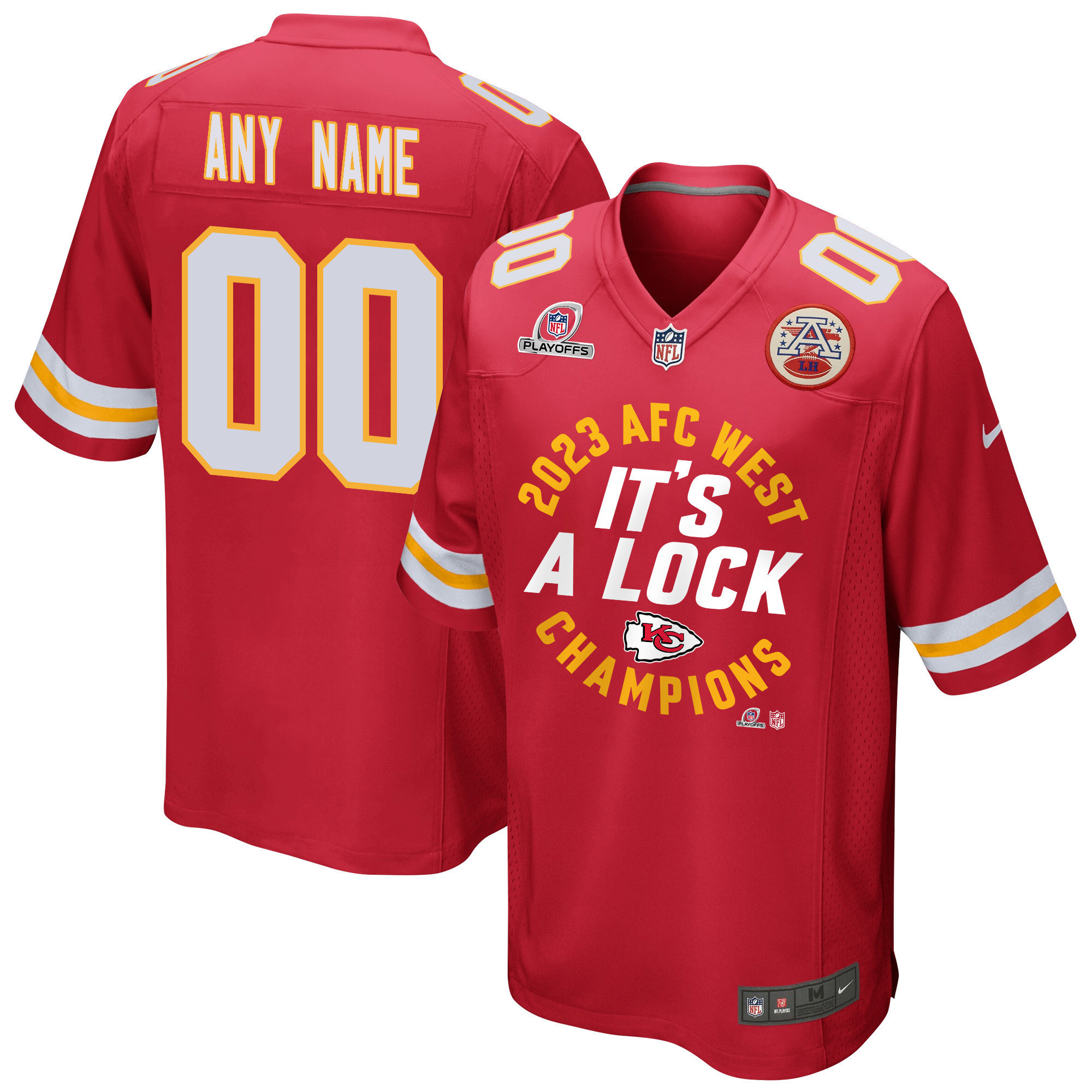Kansas City Chiefs 2023 AFC West Division Champions Locker Room Trophy Game Men Custom Jersey - Red