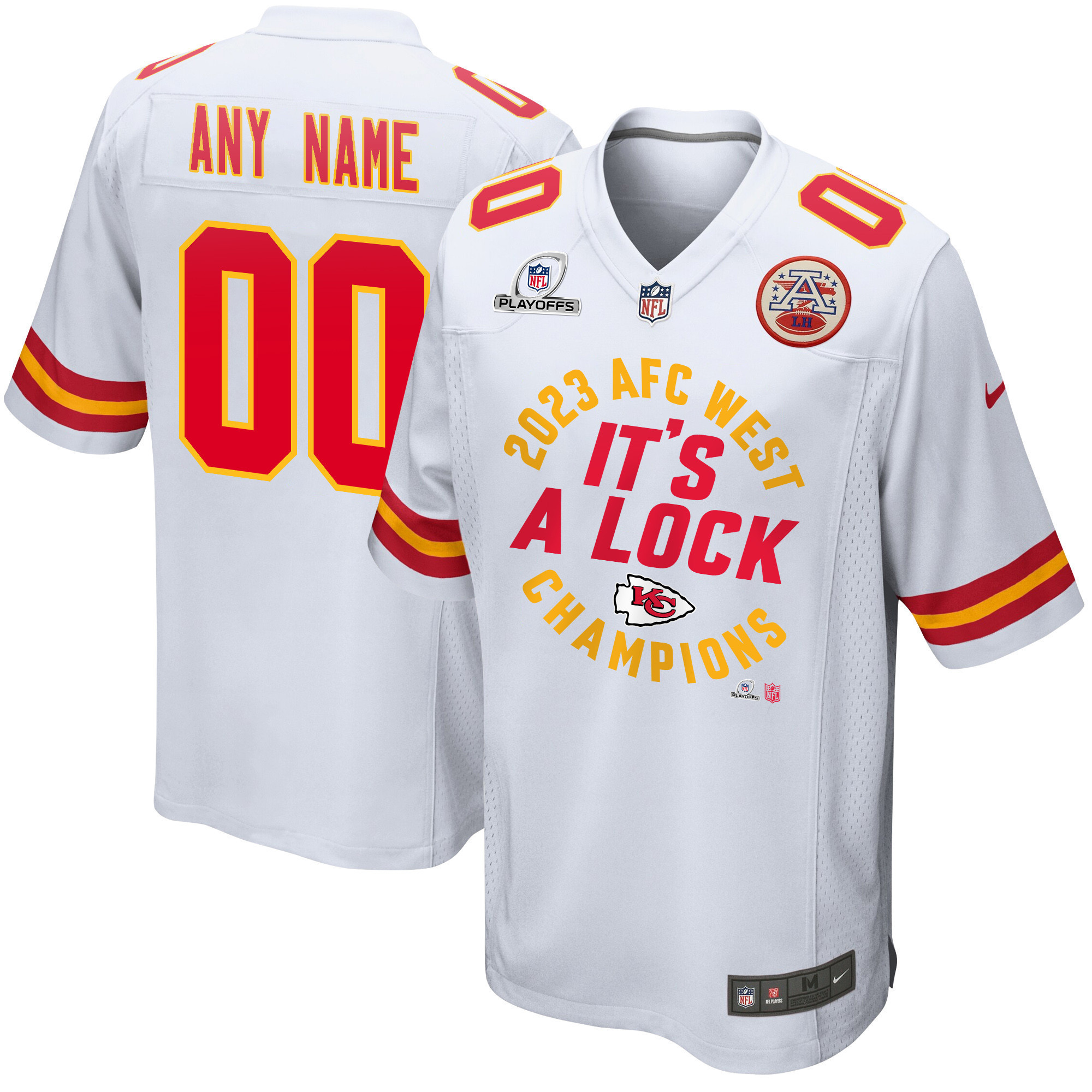Kansas City Chiefs 2023 AFC West Division Champions Locker Room Trophy Game Men Custom Jersey - White