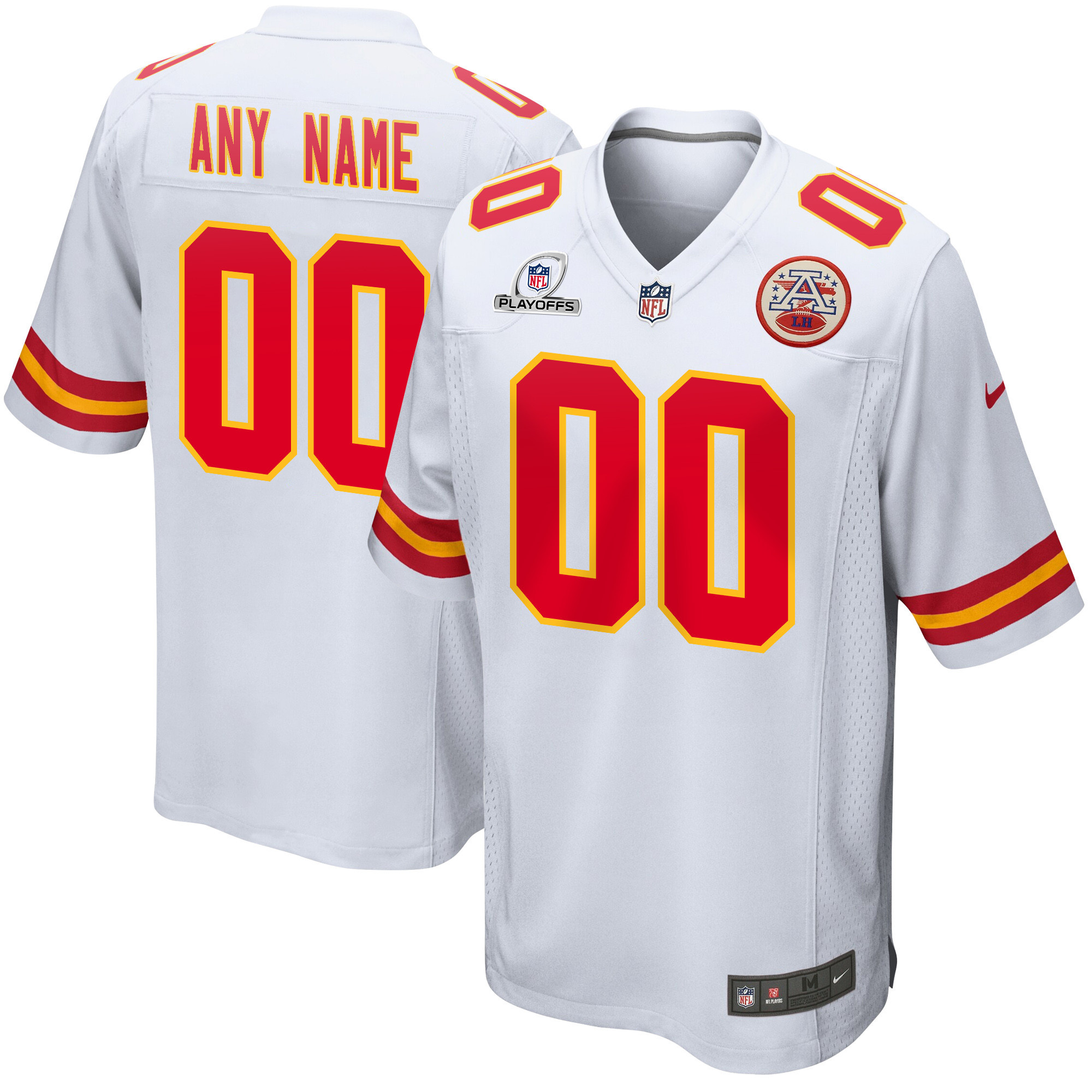 Kansas City Chiefs 2023 Playoffs Patch Game Men Custom Jersey - White