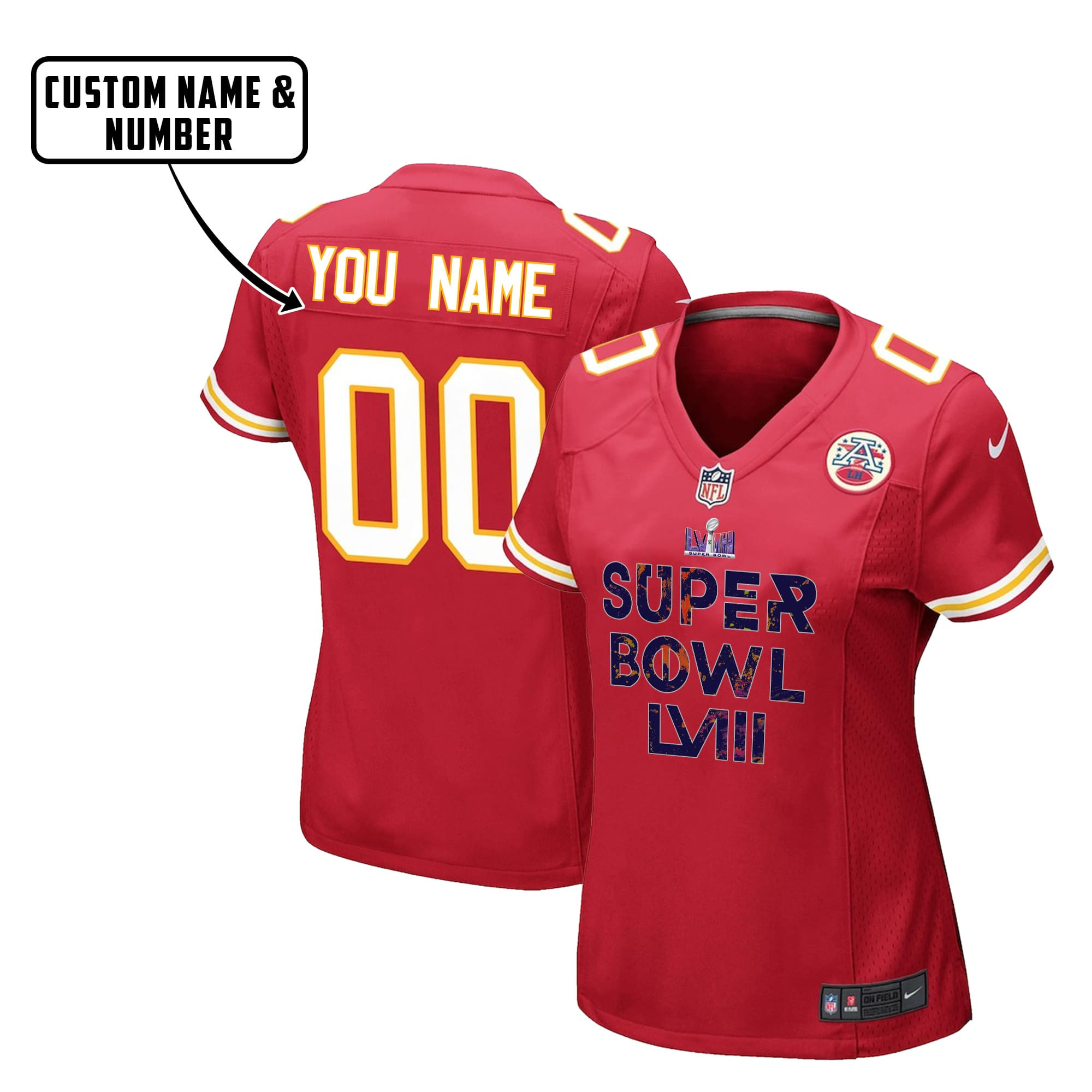 Kansas City Chiefs Super Bowl LVIII Vintage Game Jersey - Women, Red V42