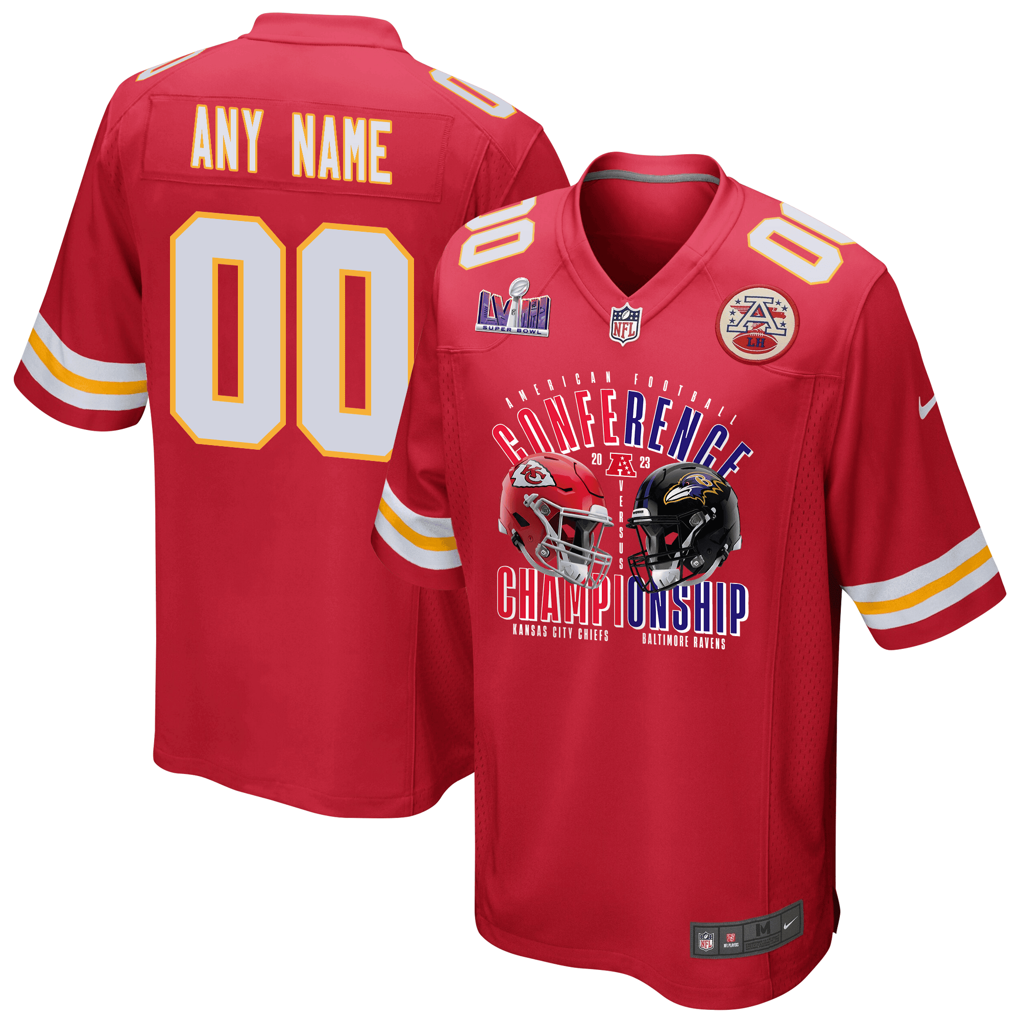 Kansas City Chiefs vs. Baltimore Ravens 2023 AFC Championship Matchup Game Custom Men Jersey - Red