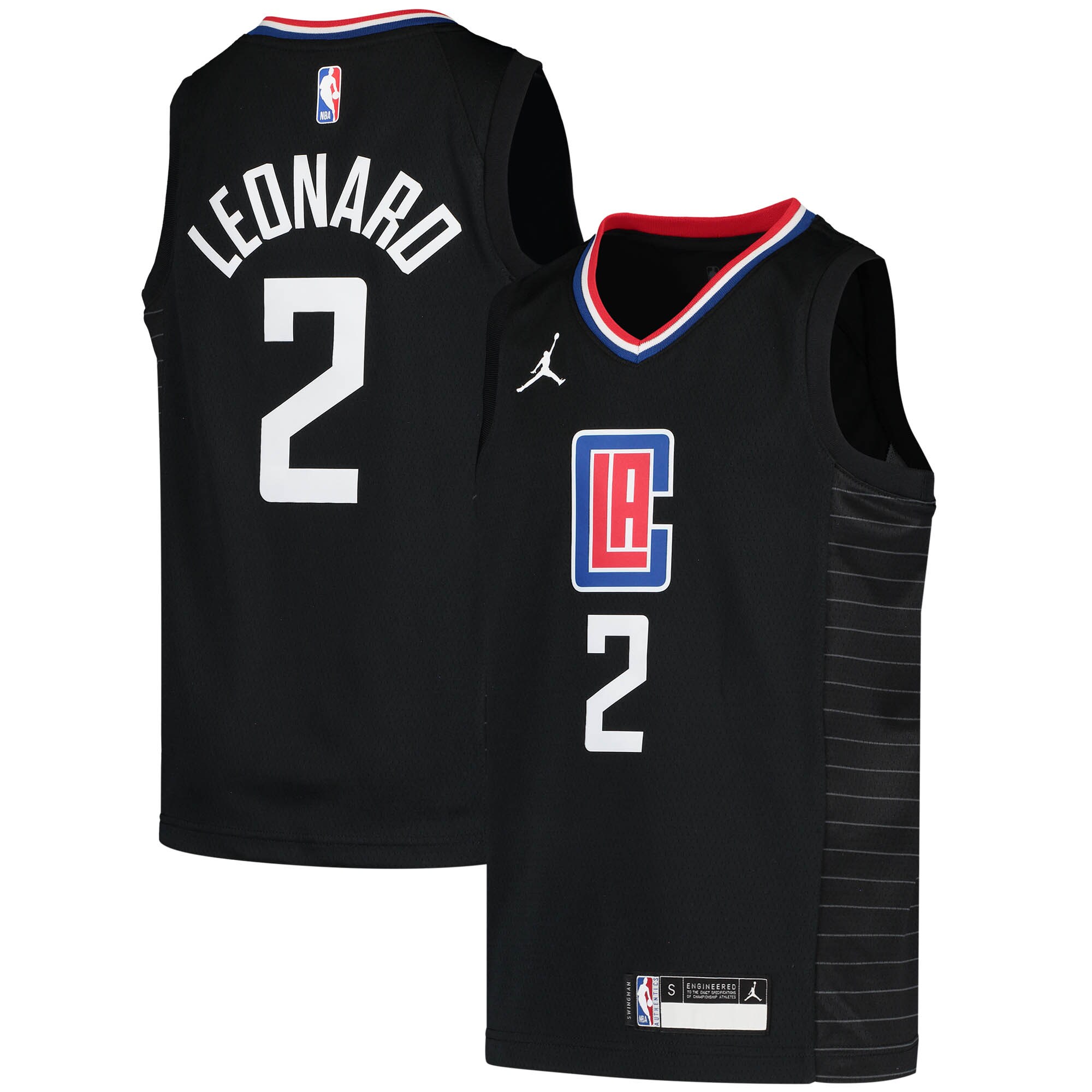 Kawhi Leonard LA Clippers Jordan Brand Youth 2020\/21 Swingman Player Jersey - Black - Statement Edition
