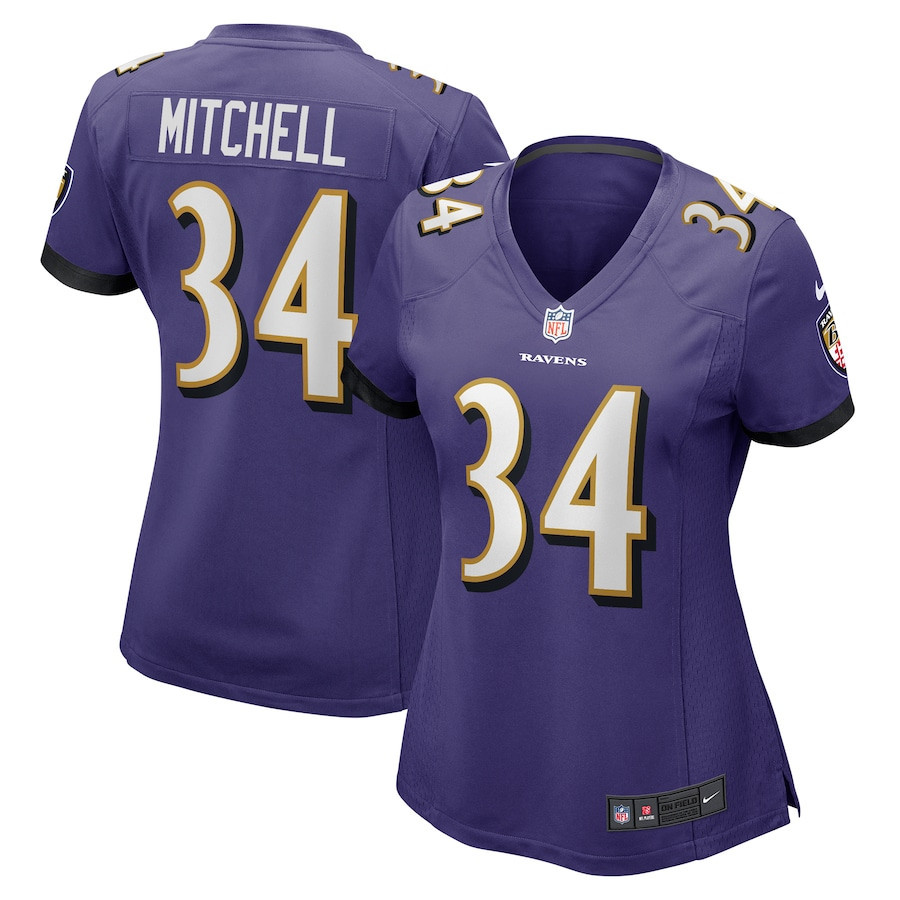 Keaton Mitchell 34 Baltimore Ravens Women Game Jersey - Purple