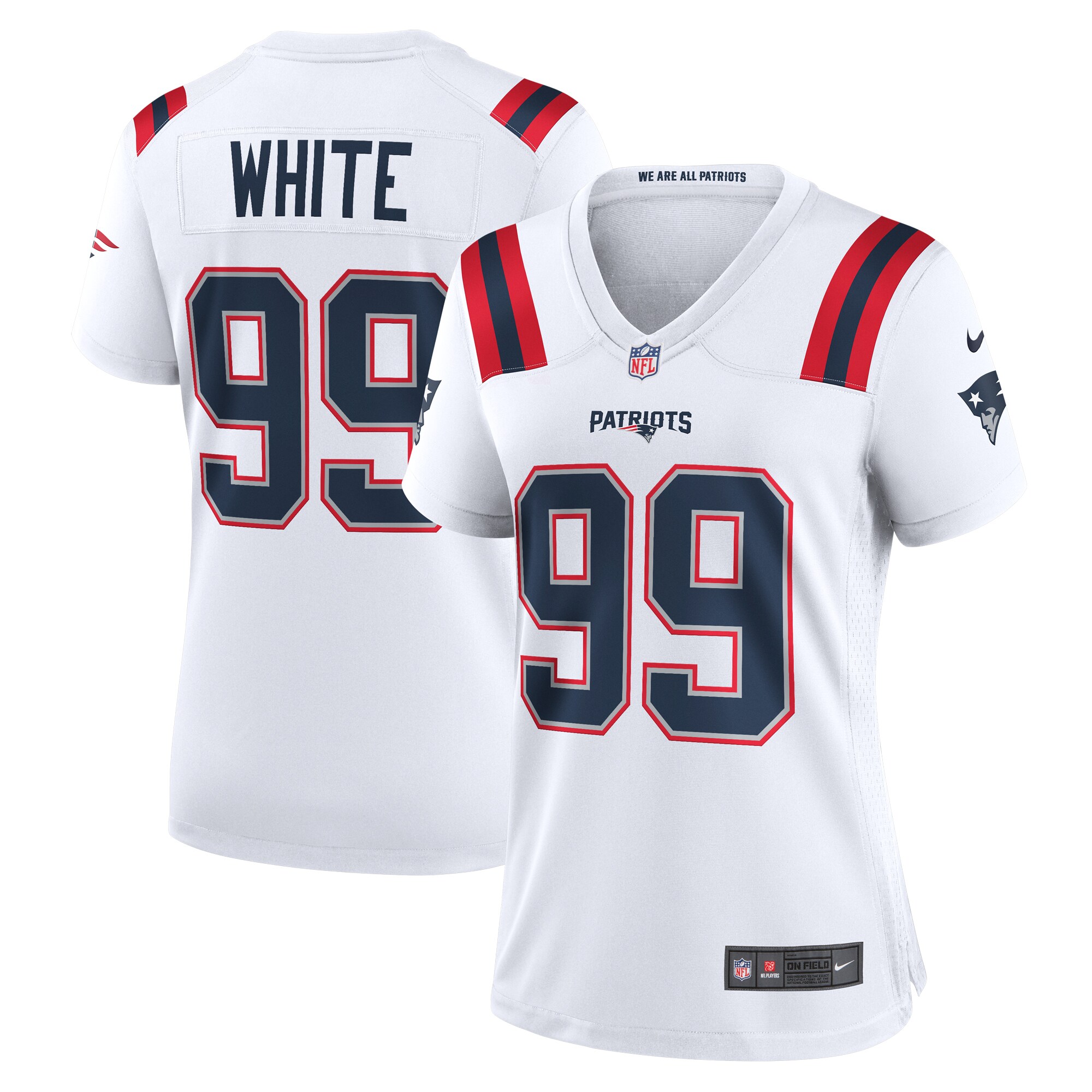 Keion White New England Patriots Women's Game Jersey - White