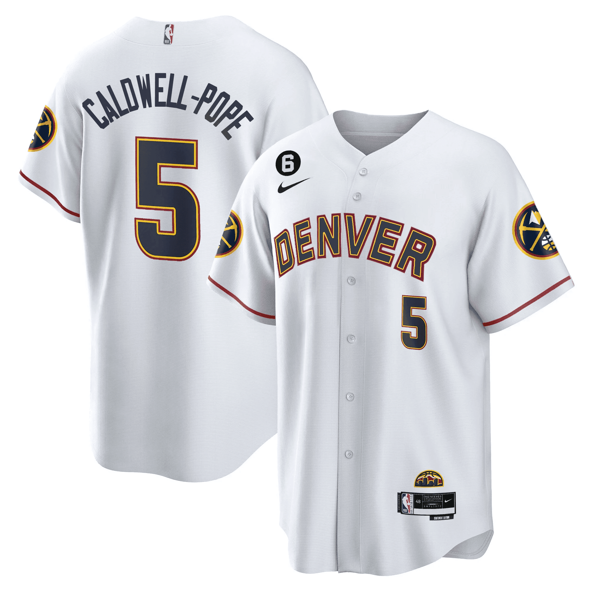 Kentavious Caldwell-Pope 5 Denver Nuggets Baseball Men Jersey - White