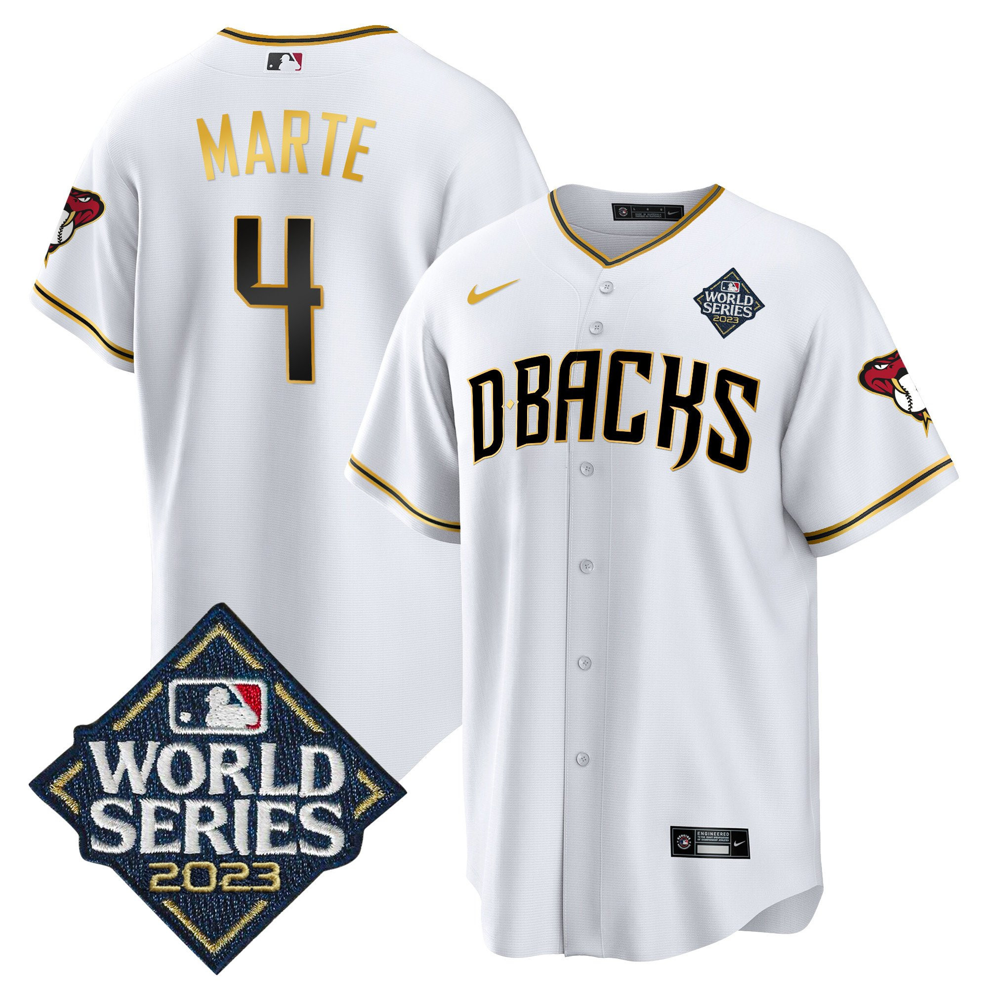 Ketel Marte 4 Arizona Diamondbacks 2023 World Series Men Jersey - White Gold