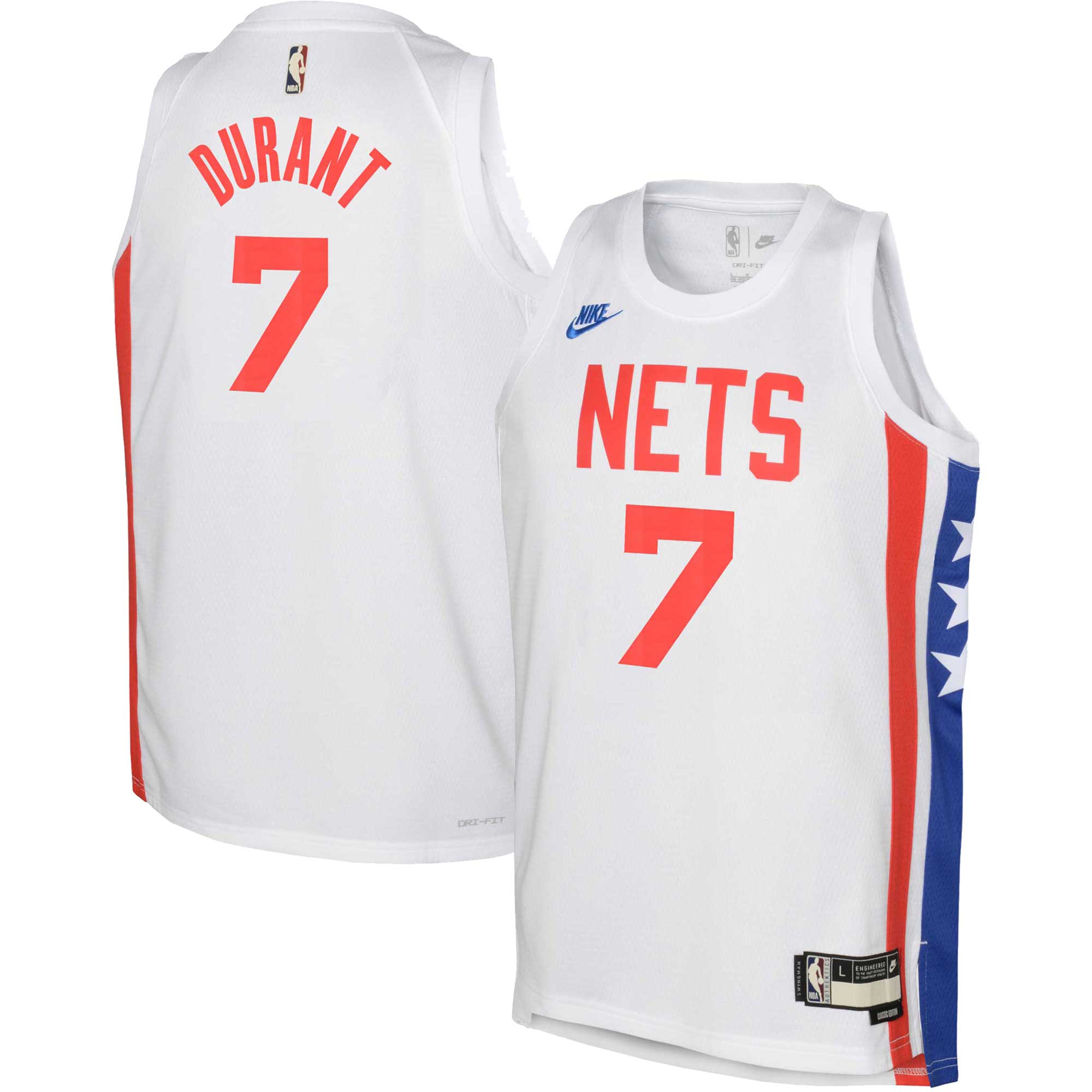 Kevin Durant Brooklyn Nets Youth 2022\/23 Swingman Jersey White - Classic Edition