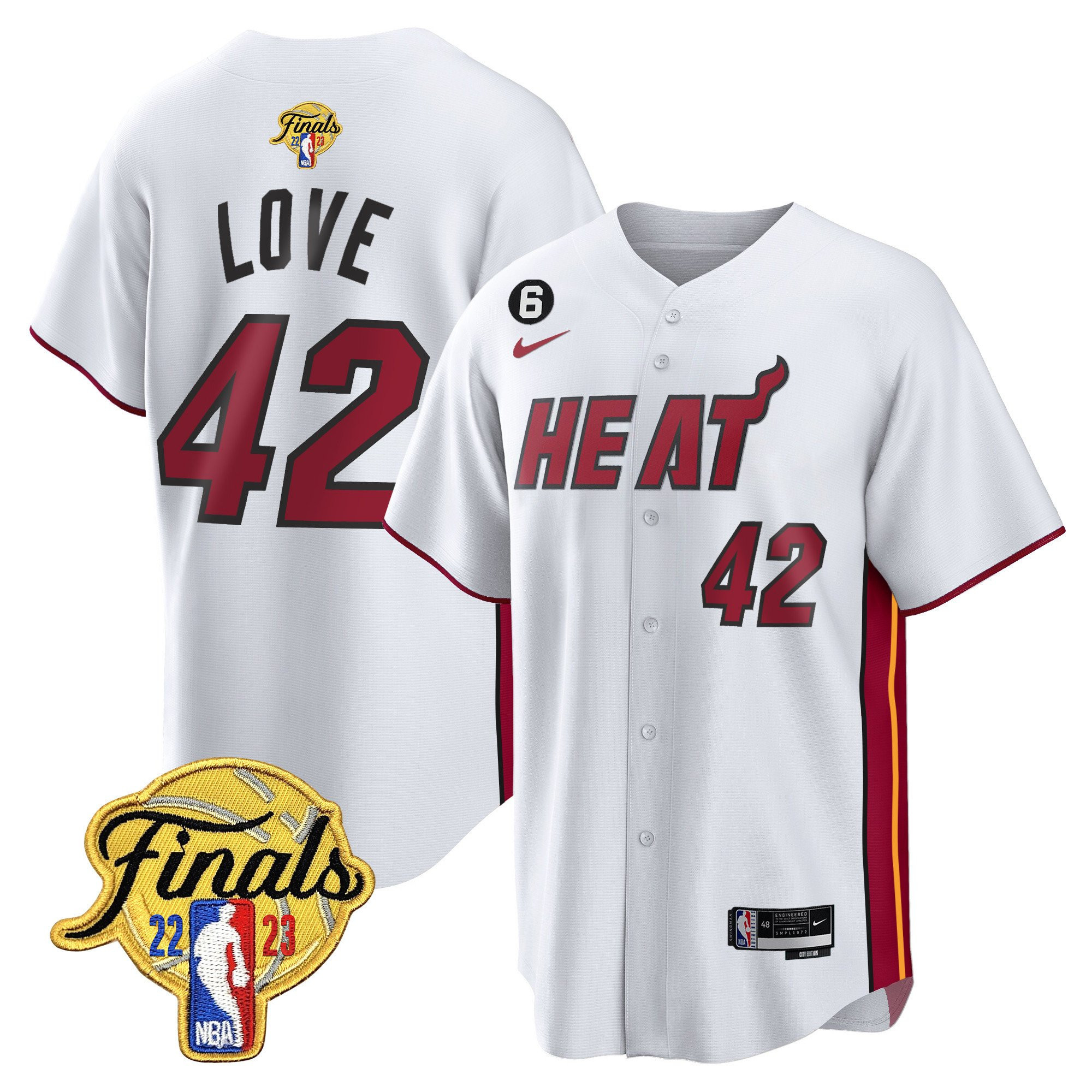 Kevin Love 42 Miami Heat 2023 Finals Baseball Men Jersey - Association