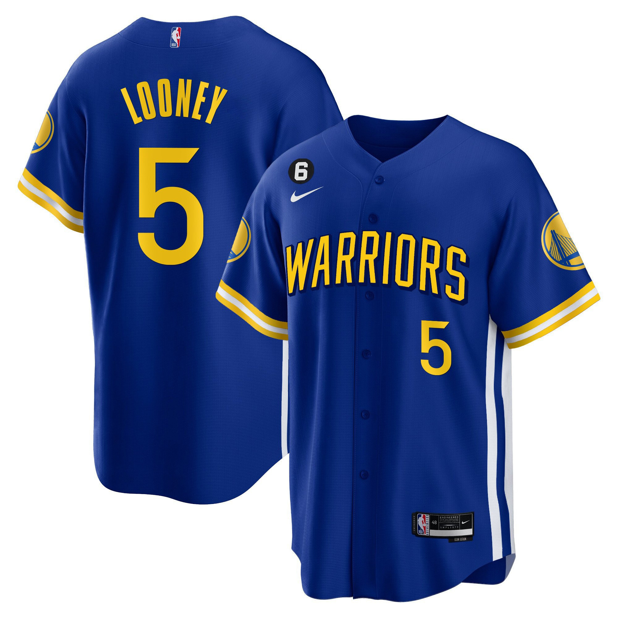 Kevon Looney 5 Golden State Warriors Baseball Men Jersey - Royal