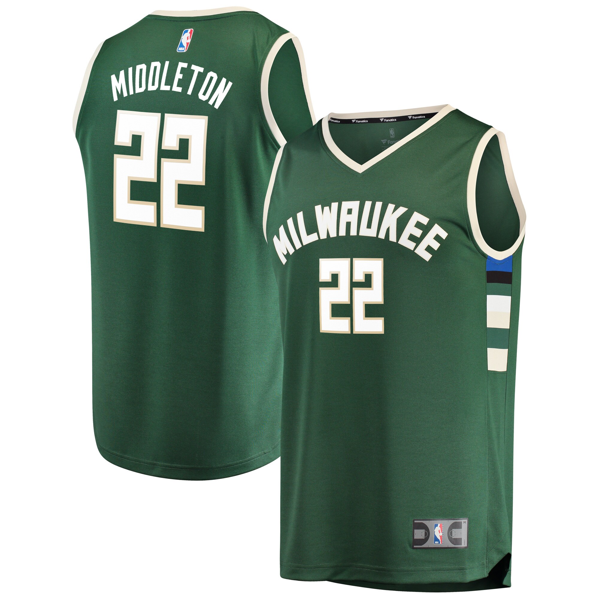 Khris Middleton Milwaukee Bucks Fanatics Fast Break Road Replica Player Jersey Green - Icon Edition
