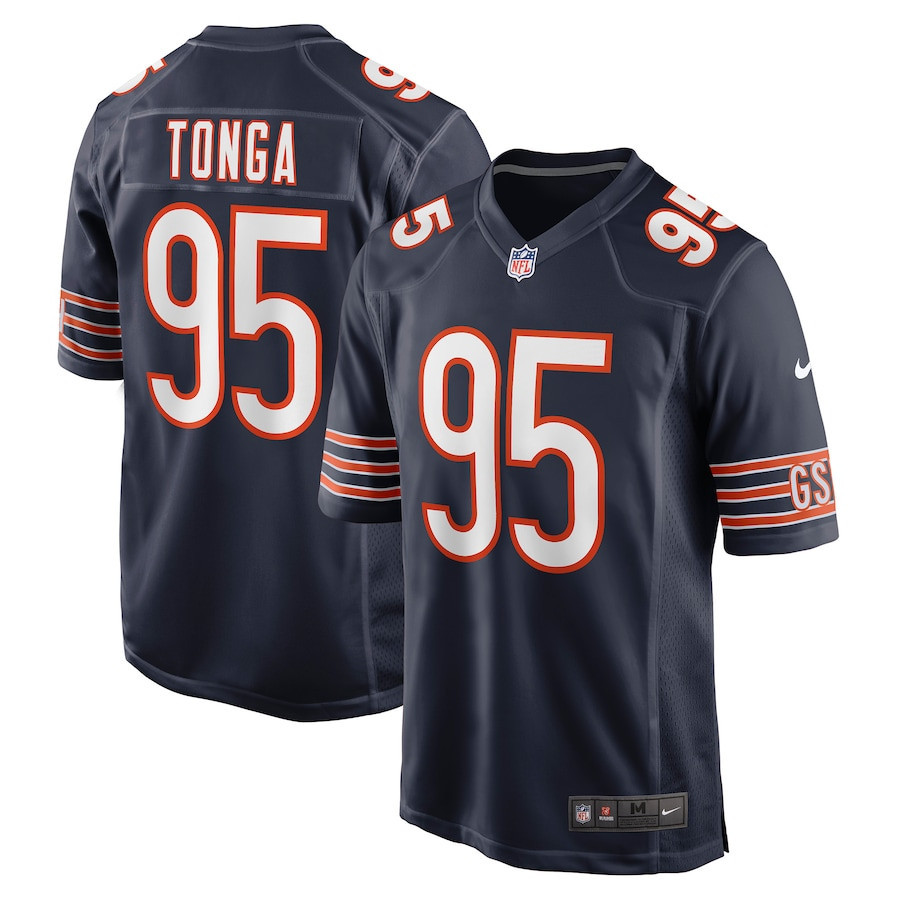 Khyiris Tonga 95 Chicago Bears Men Game Jersey - Navy
