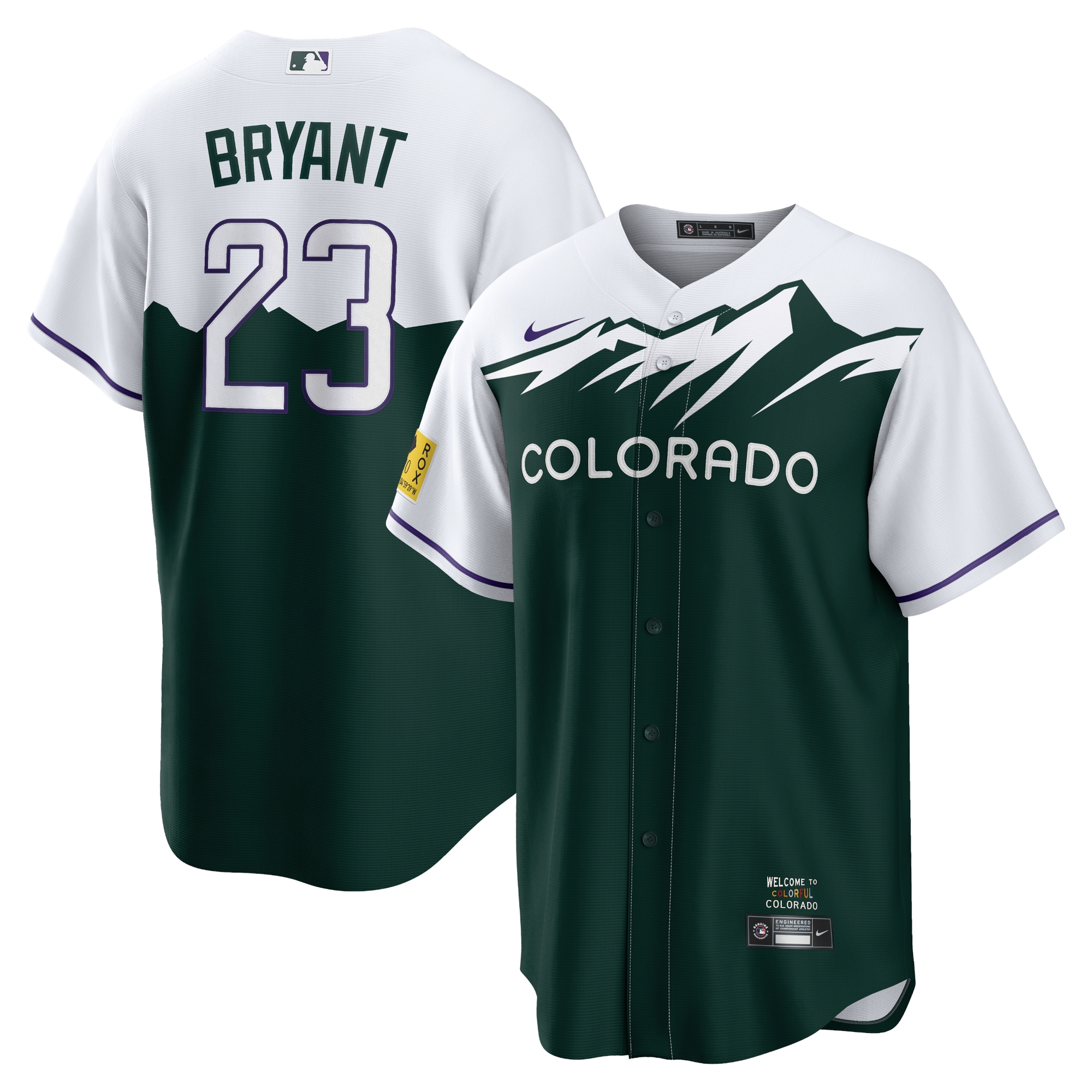 Kris Bryant Colorado Rockies City Connect Replica Player Jersey - White\/Forest Green