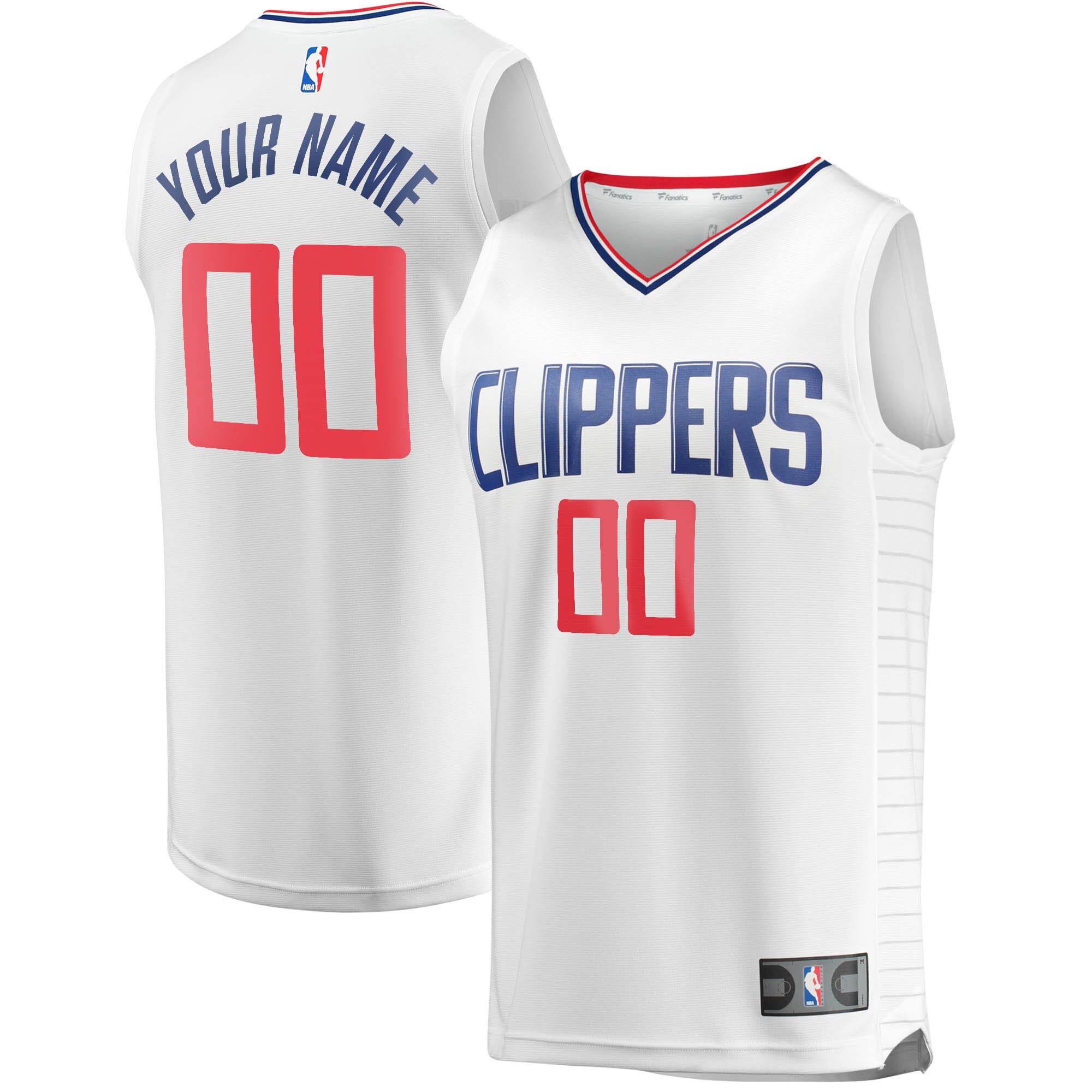 LA Clippers Fanatics Youth Fast Break Custom Replica Jersey White - Association Edition