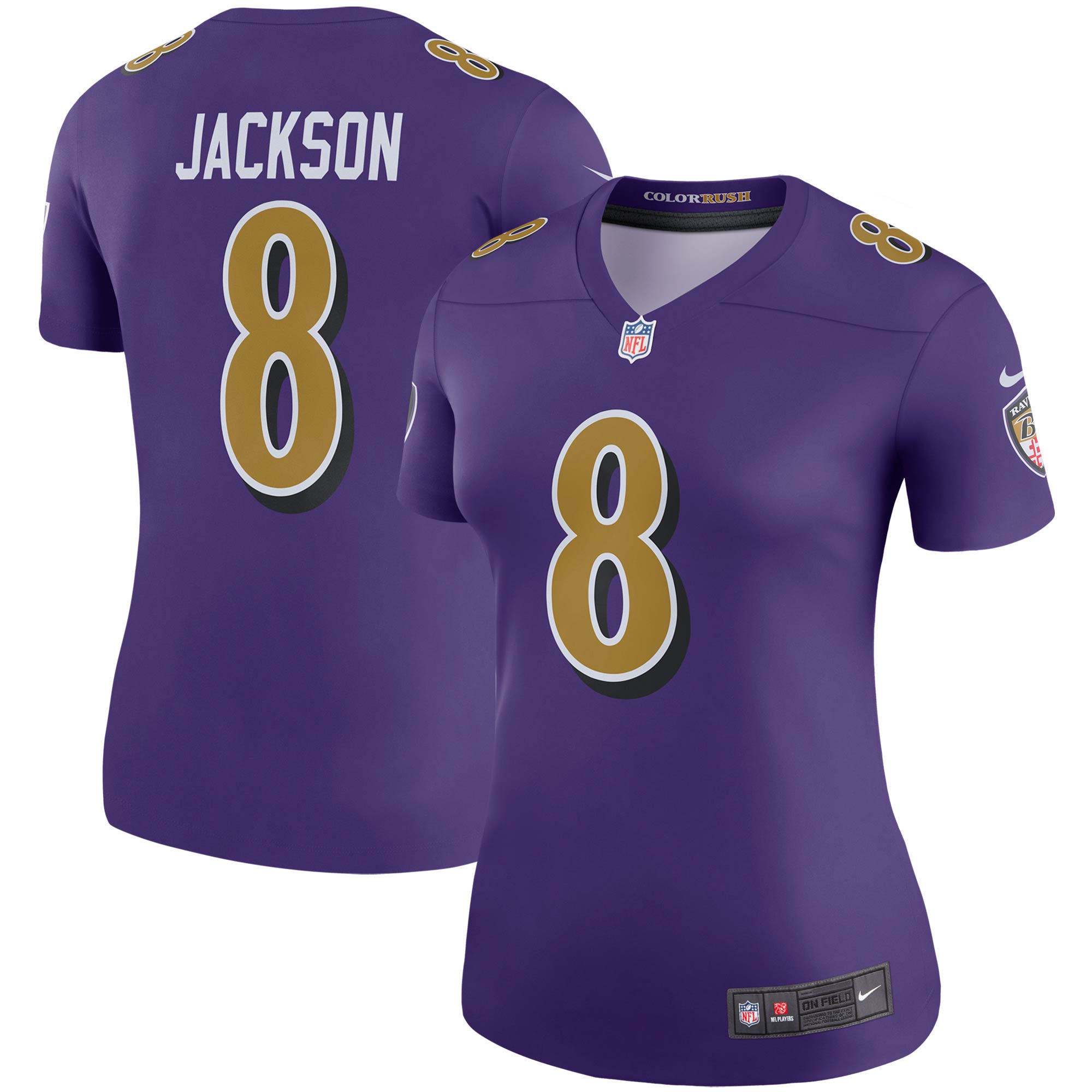 Lamar Jackson Baltimore Ravens Women's Color Rush Legend Player Jersey - Purple