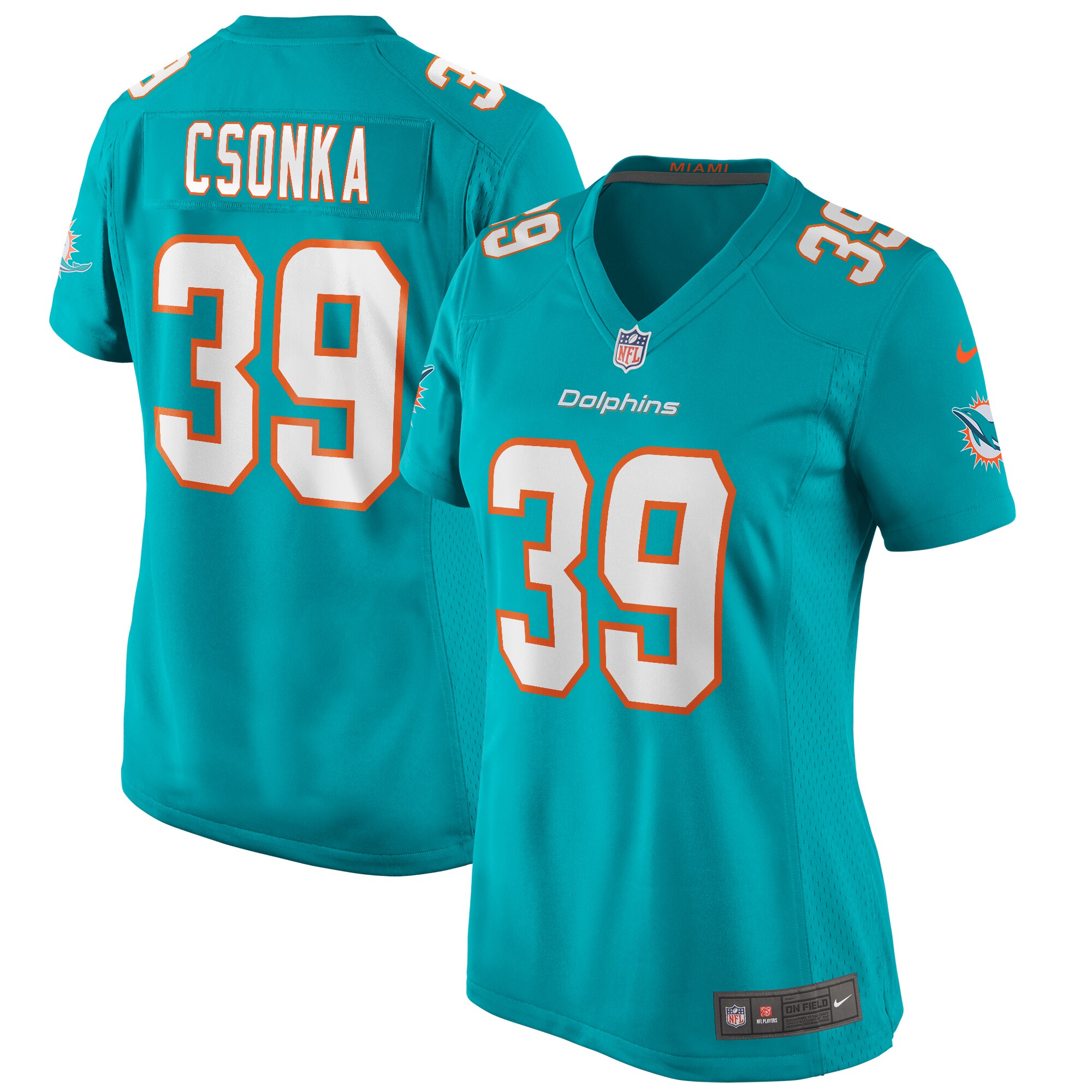 Larry Csonka Miami Dolphins Women's Game Retired Player Jersey - Aqua