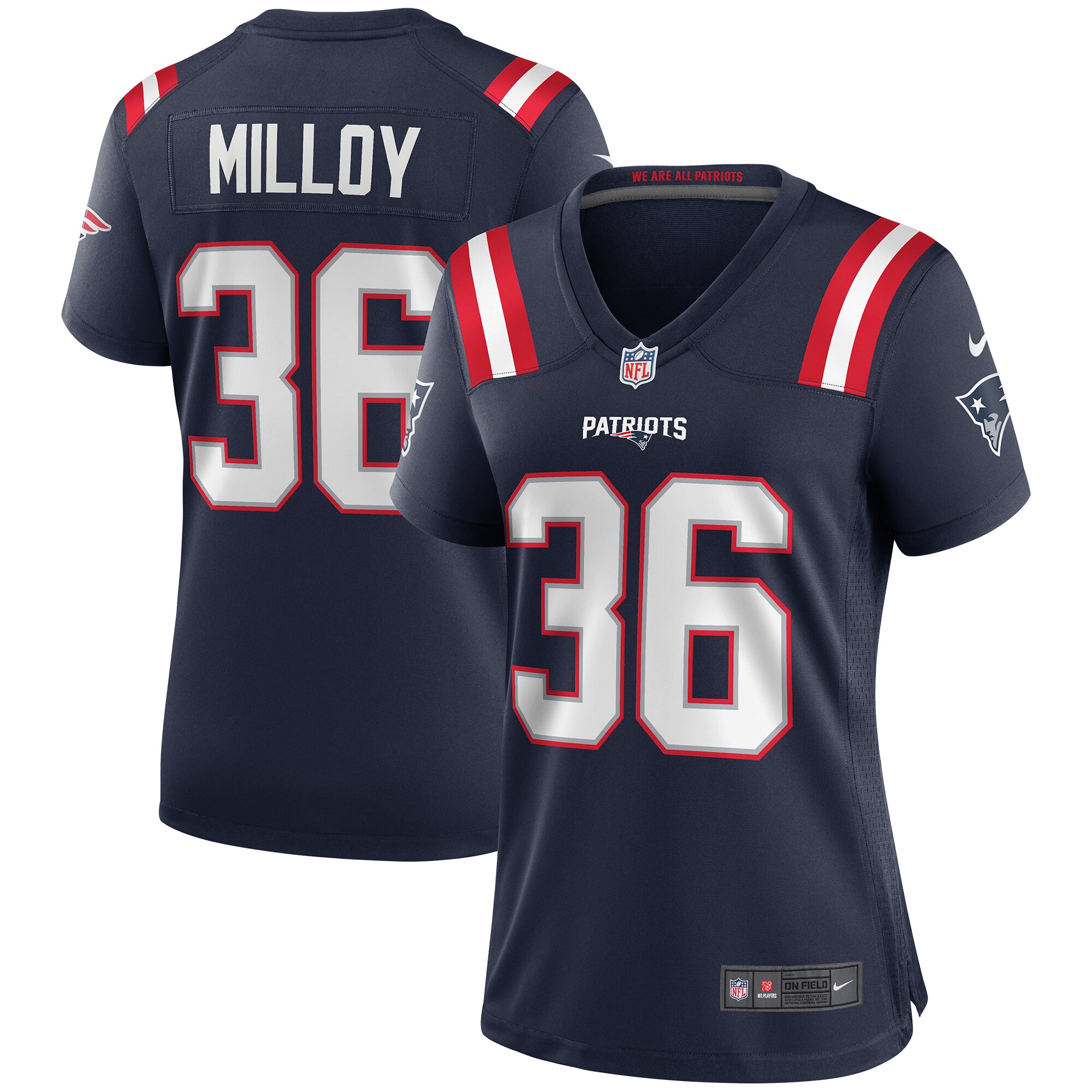 Lawyer Milloy New England Patriots Women's Game Retired Player Jersey - Navy