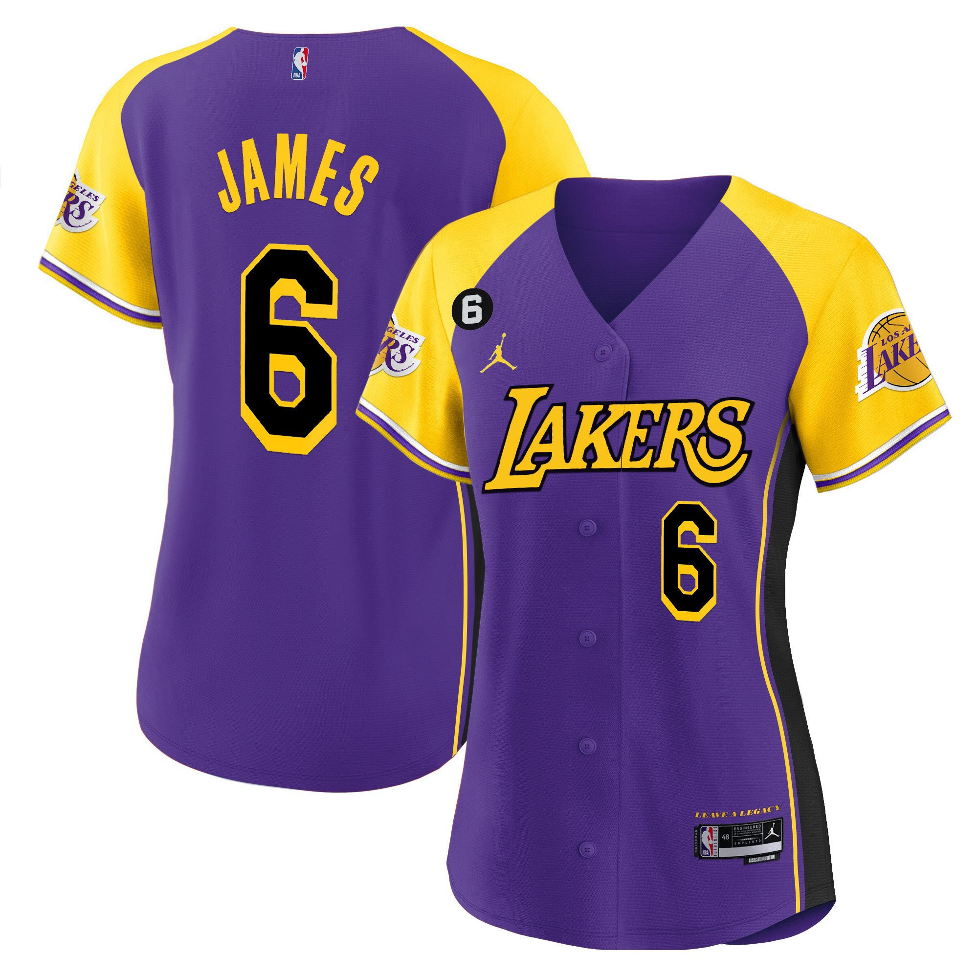 LeBron James 6 Los Angeles Lakers Alternate Baseball Jersey - Purple