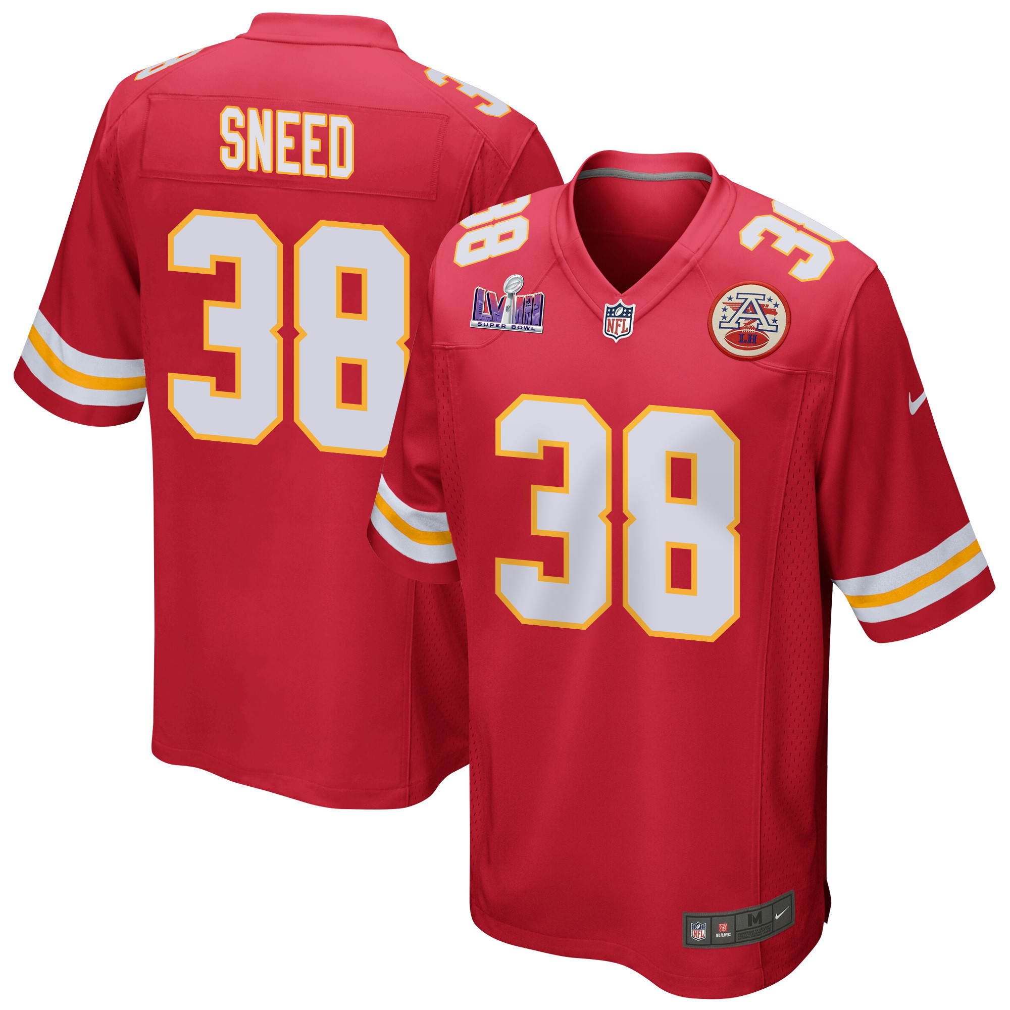 L'Jarius Sneed 38 Kansas City Chiefs Super Bowl LVIII Patch Game Men Jersey - Red