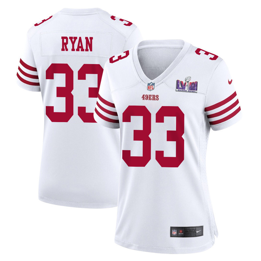 Logan Ryan 33 San Francisco 49ers Super Bowl LVIII Patch Game Women Jersey - White