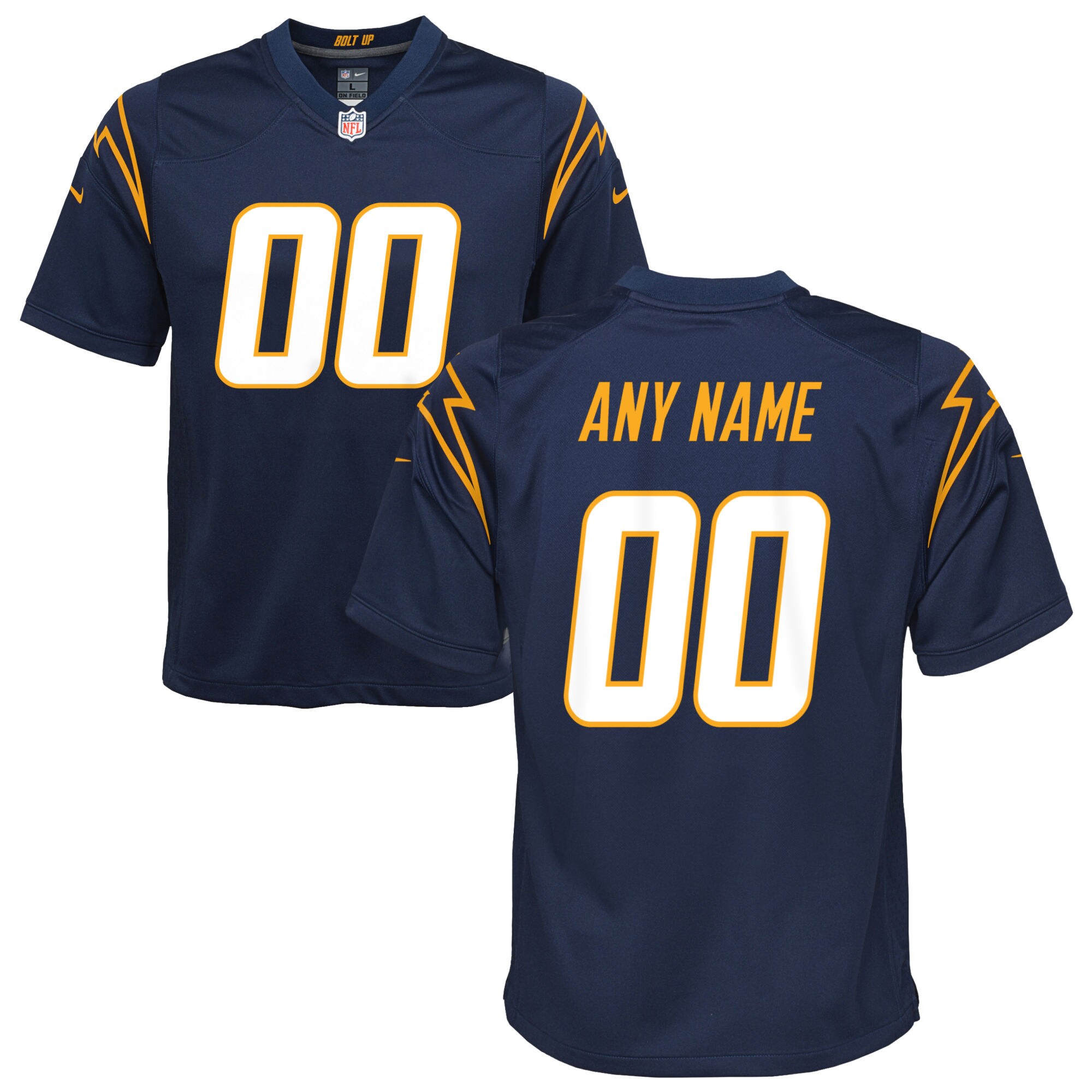 Los Angeles Chargers Youth Alternate Custom Game Jersey - Navy
