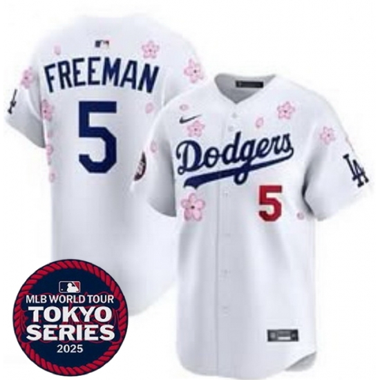 Los Angeles Dodgers 5 Freddie Freeman White 2025 Tokyo Series Limited Stitched Baseball Jersey