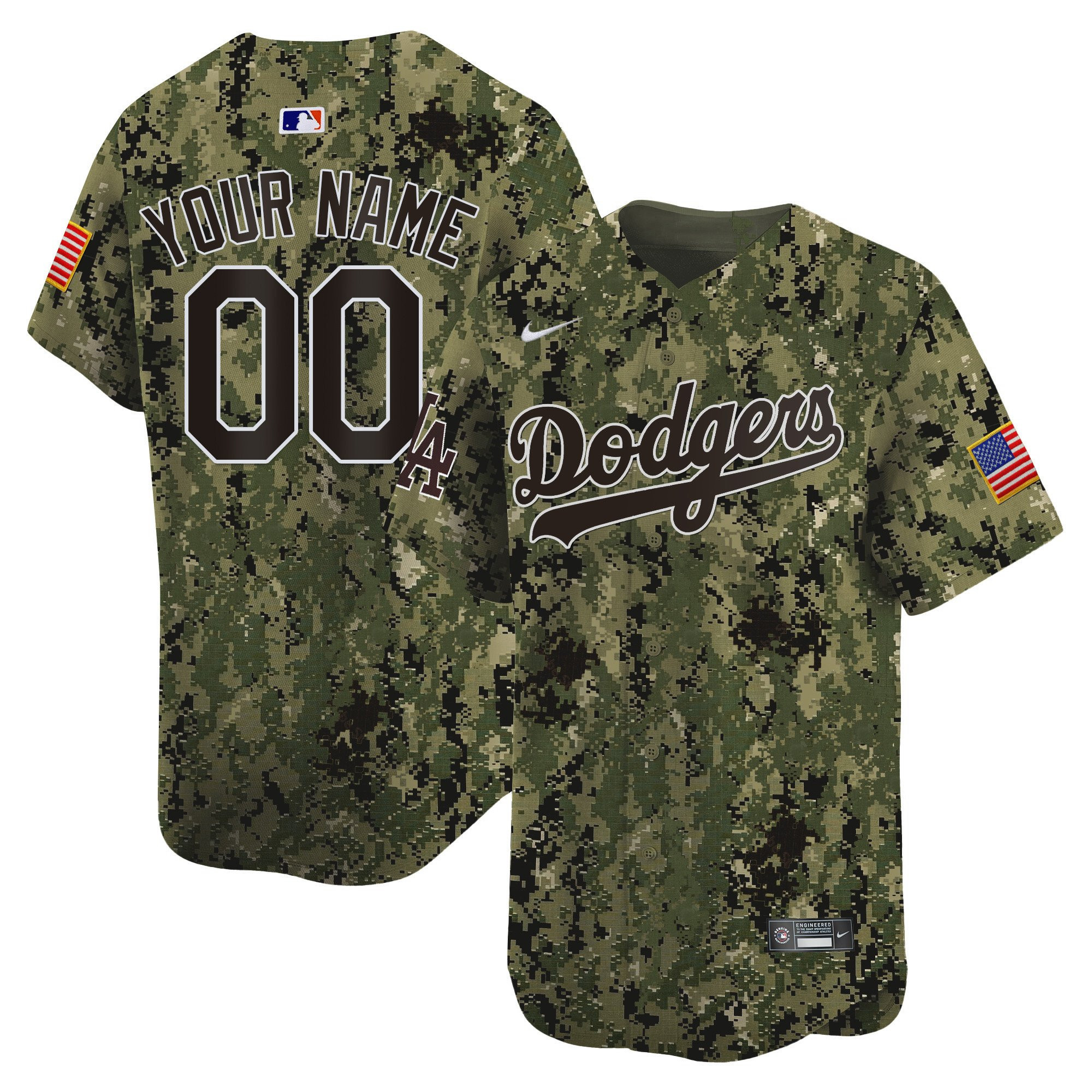 Los Angeles Dodgers USMC Alternate Limited Custom Men Jersey - Woodland